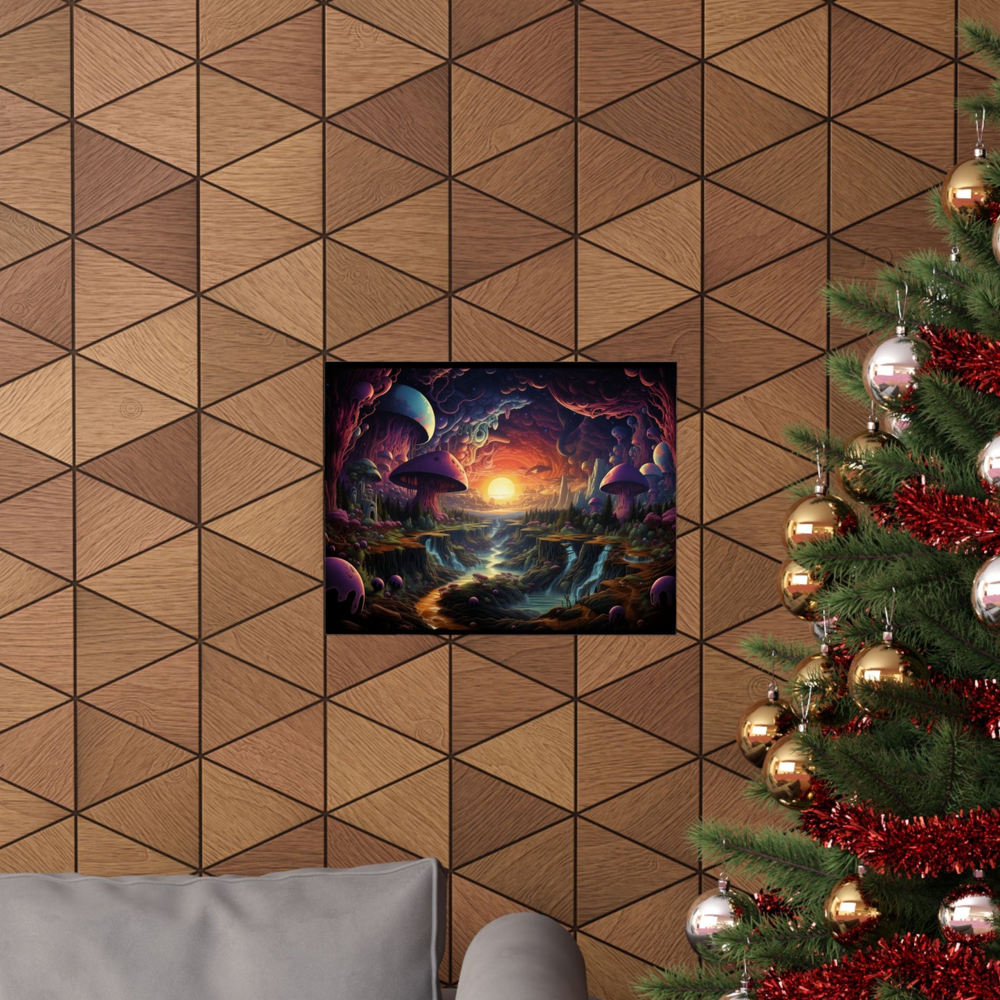Psychedelic Sunset Mushroom Valley Poster
