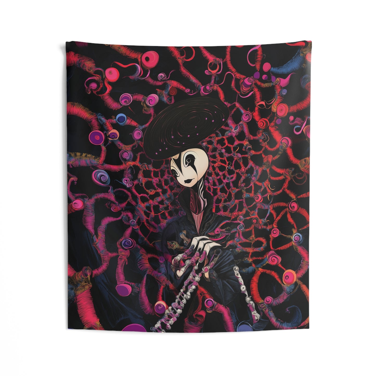 Dark Trippy Web Tapestry
