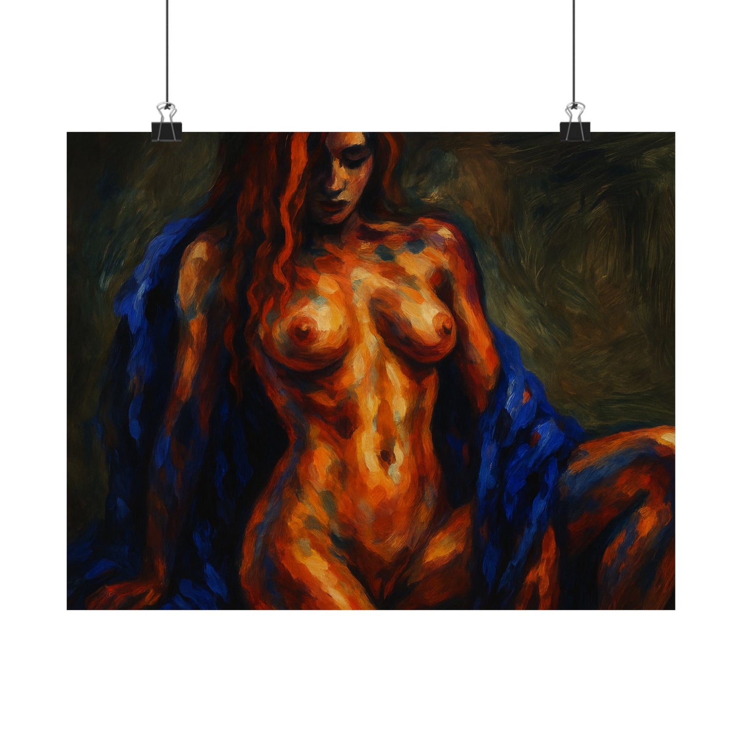 Fiery Silence Wrapped in Blue Poster