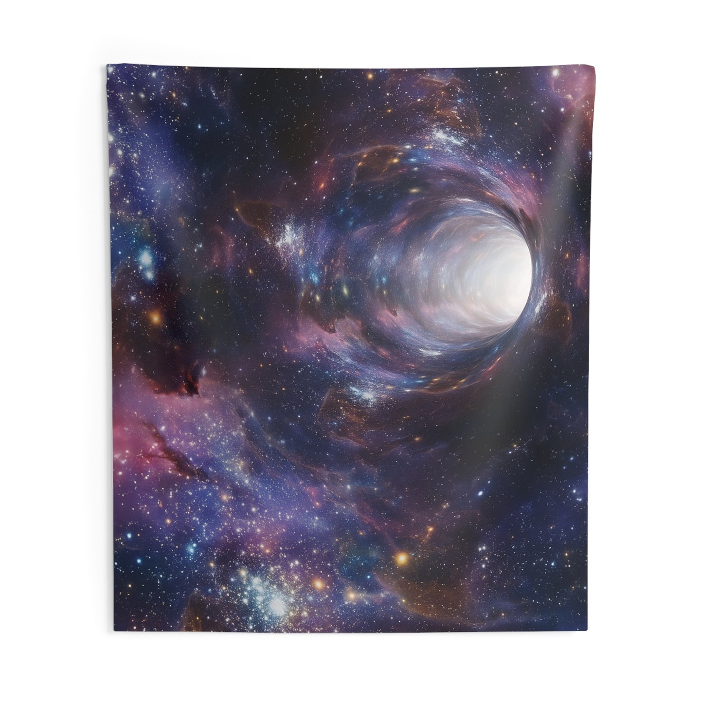 Fleece blanket with a galaxy design on a white background