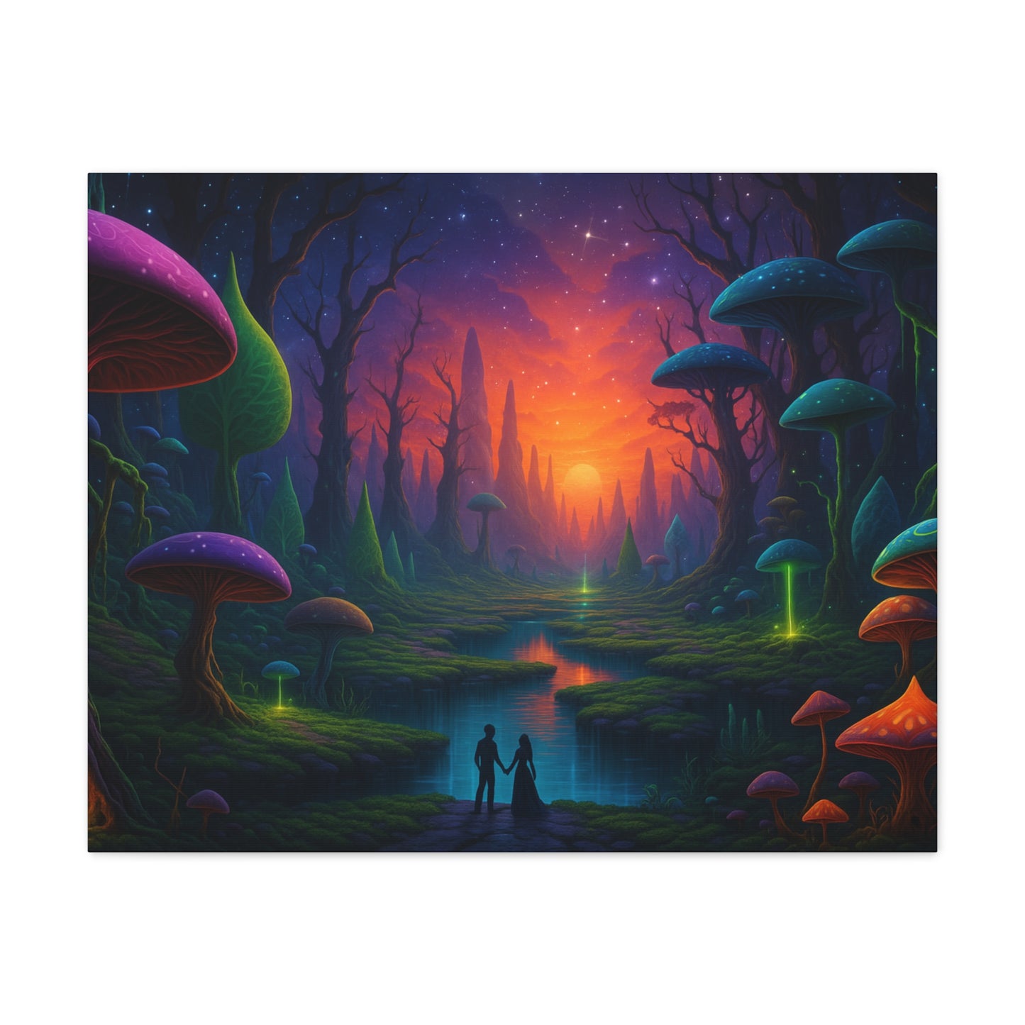 Lovers in the Mushroom Realm Canvas Art