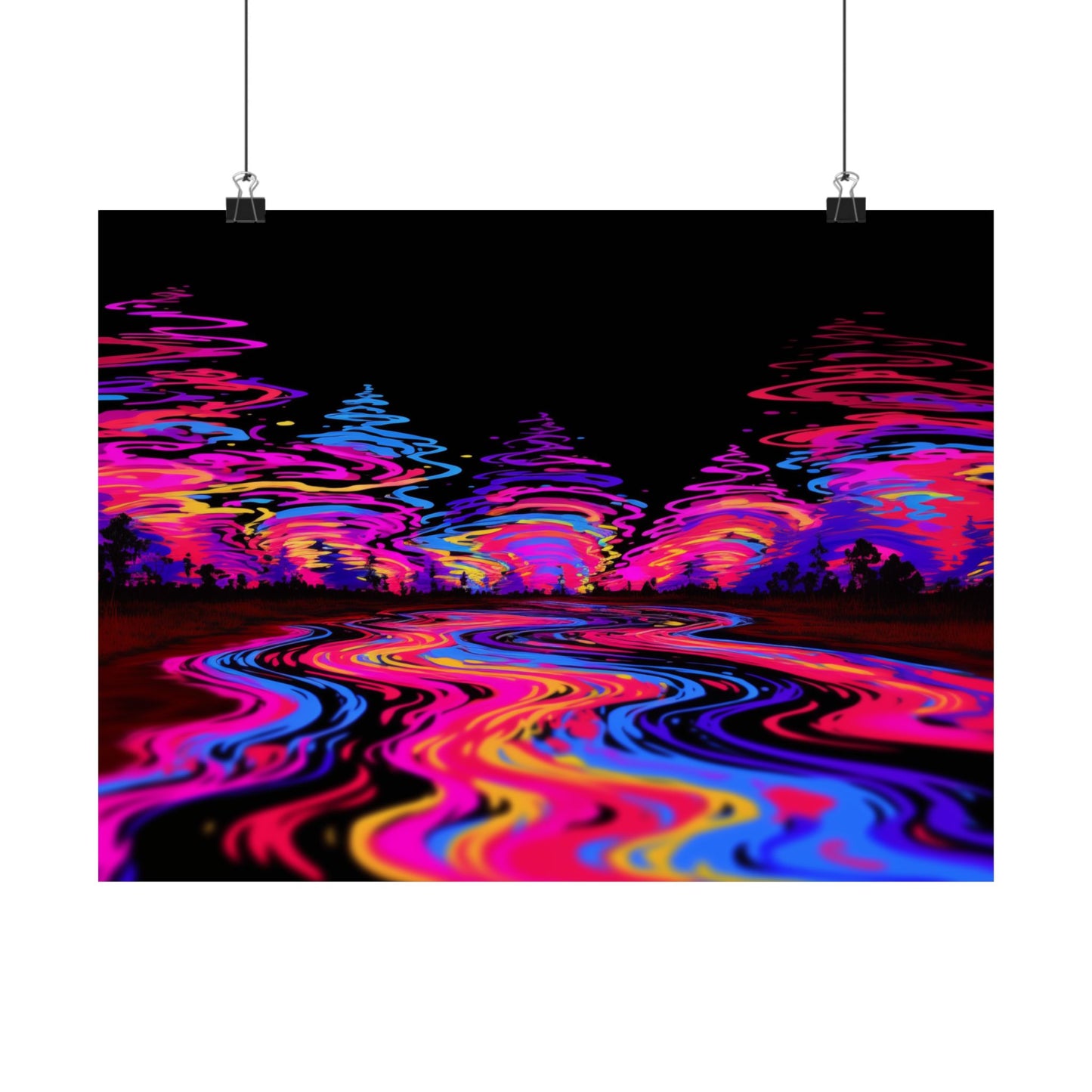 Trippy River Night Poster