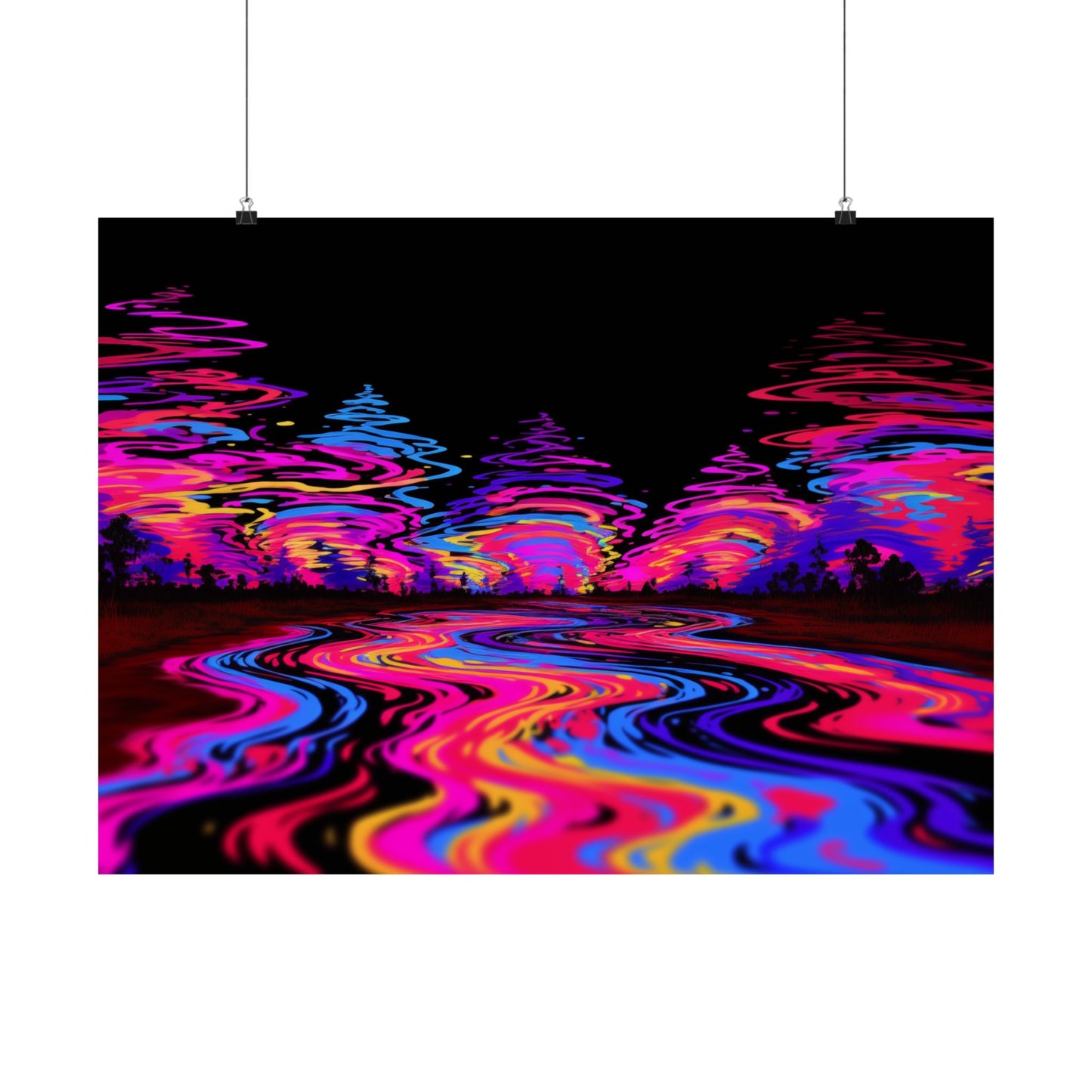 Trippy River Night Poster