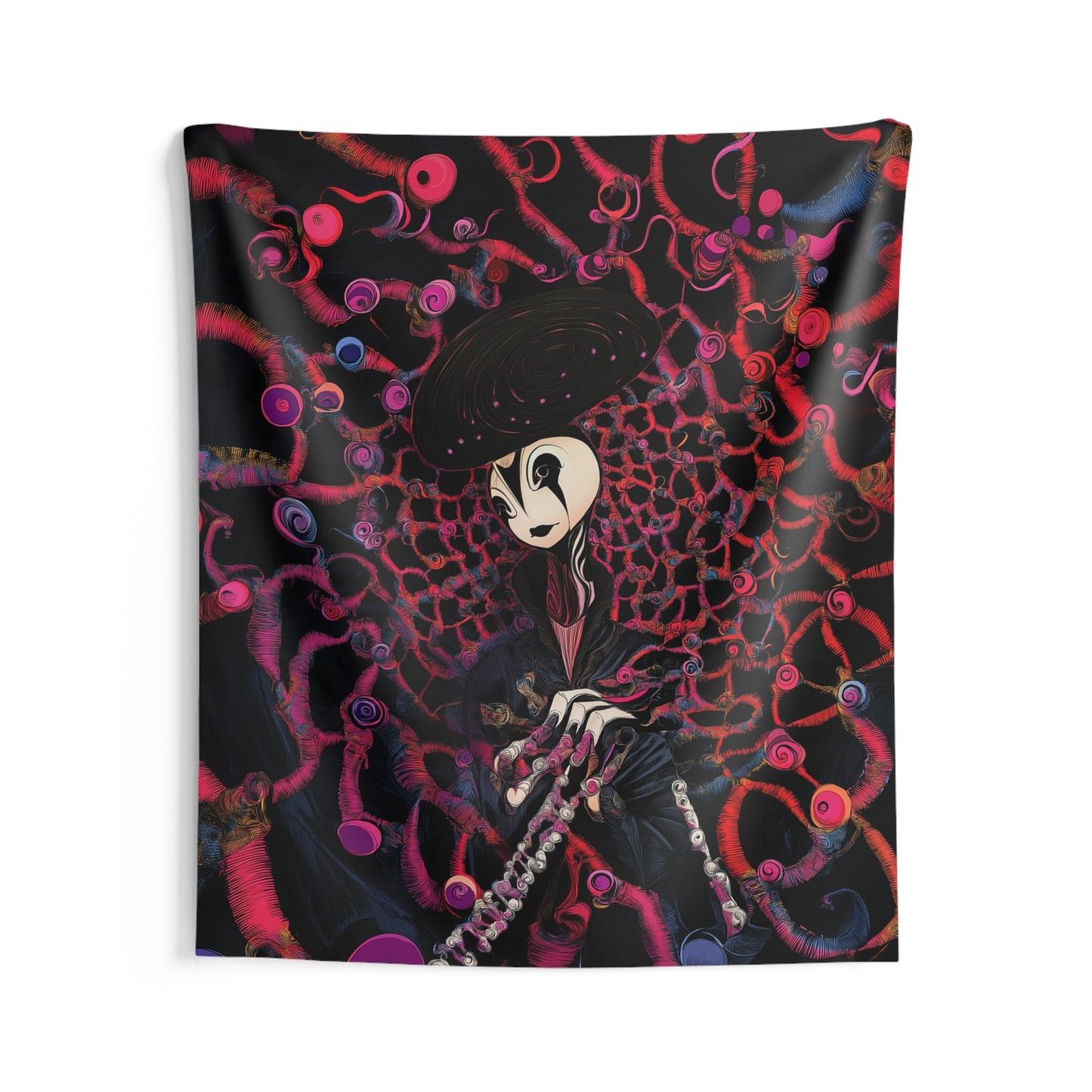 Dark Trippy Web Tapestry
