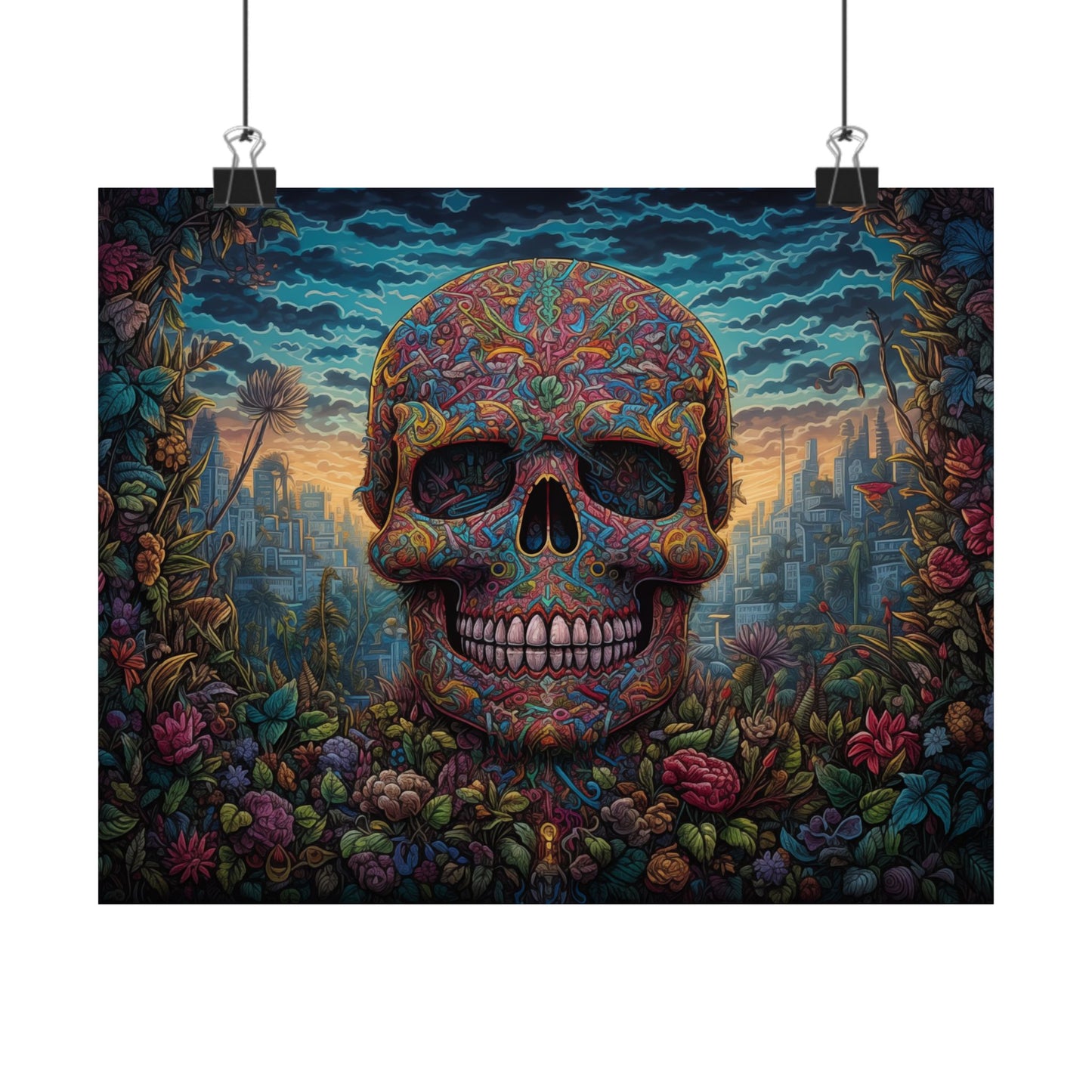 Floral Skull Awakening - Psychedelic Art Poster