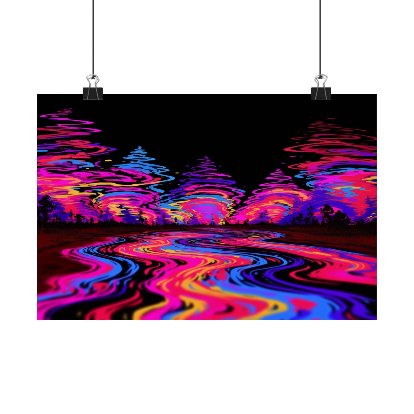 Trippy River Night Poster