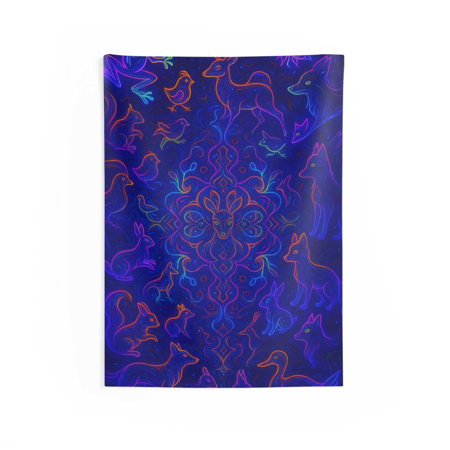 Neon Forest Spirit Animal Wall Tapestry
