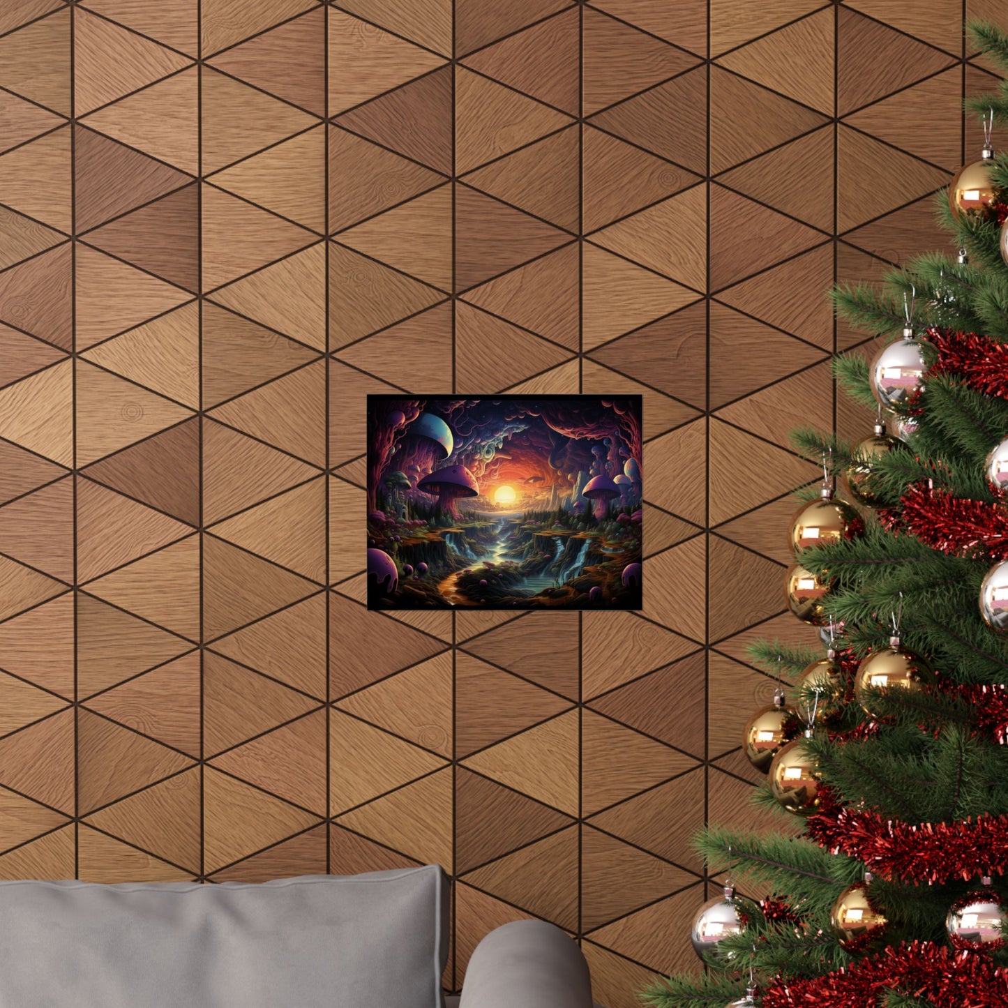Psychedelic Sunset Mushroom Valley Poster