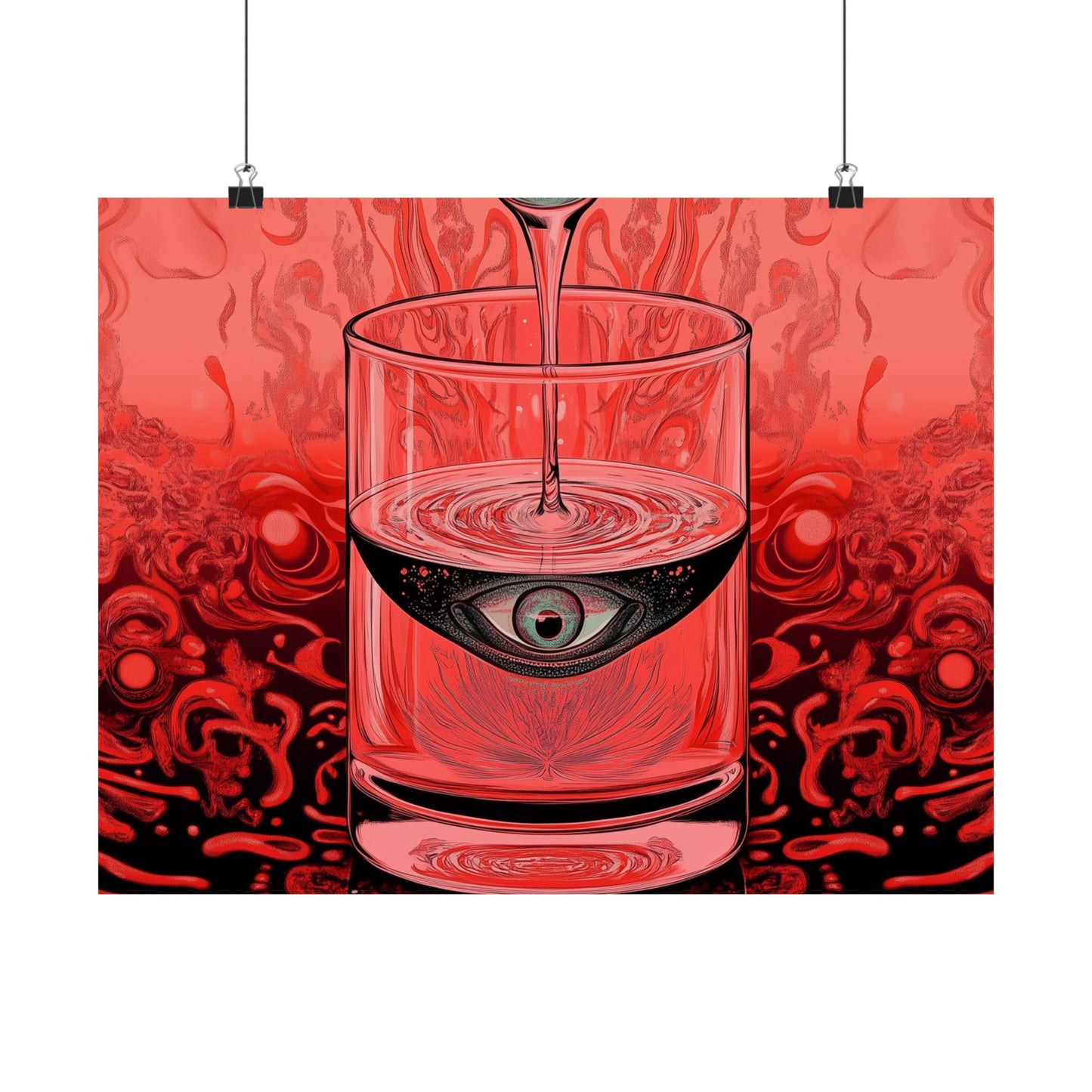 Surreal Eye in Glass Trippy Poster