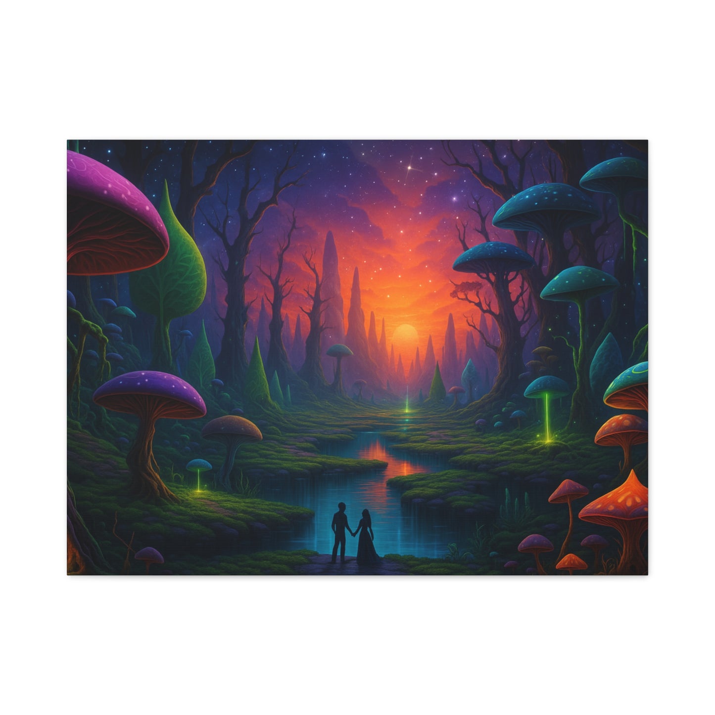 Lovers in the Mushroom Realm Canvas Art