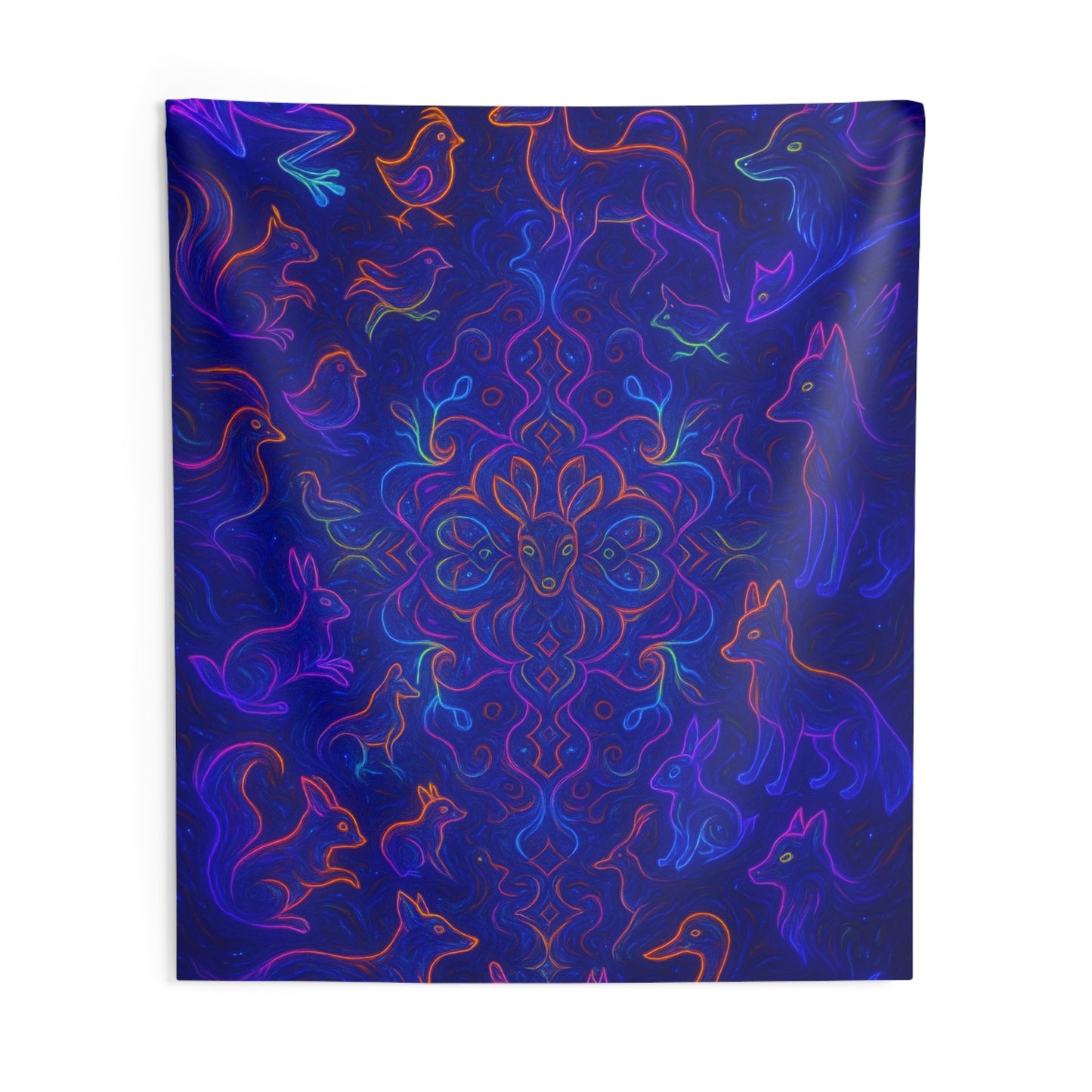 Neon Forest Spirit Animal Wall Tapestry
