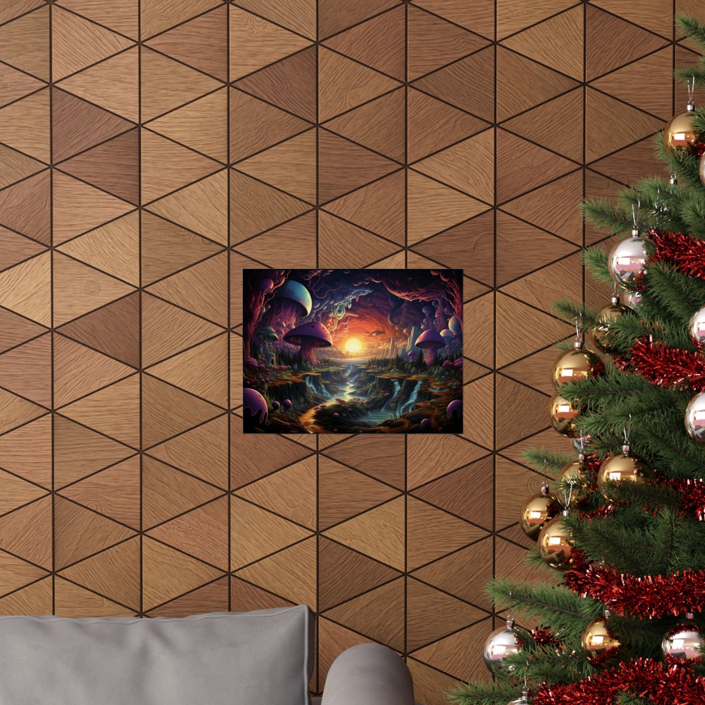 Psychedelic Sunset Mushroom Valley Poster