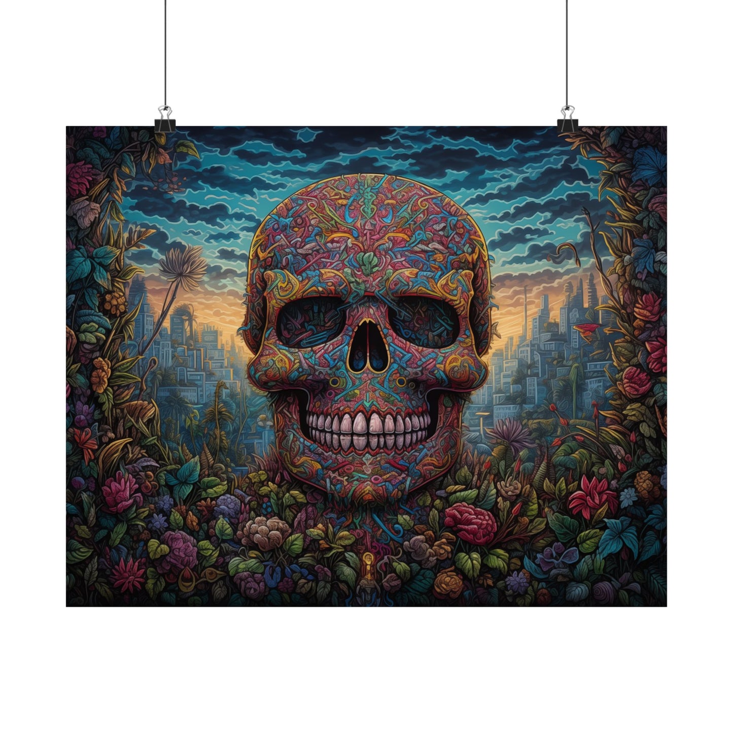 Floral Skull Awakening - Psychedelic Art Poster