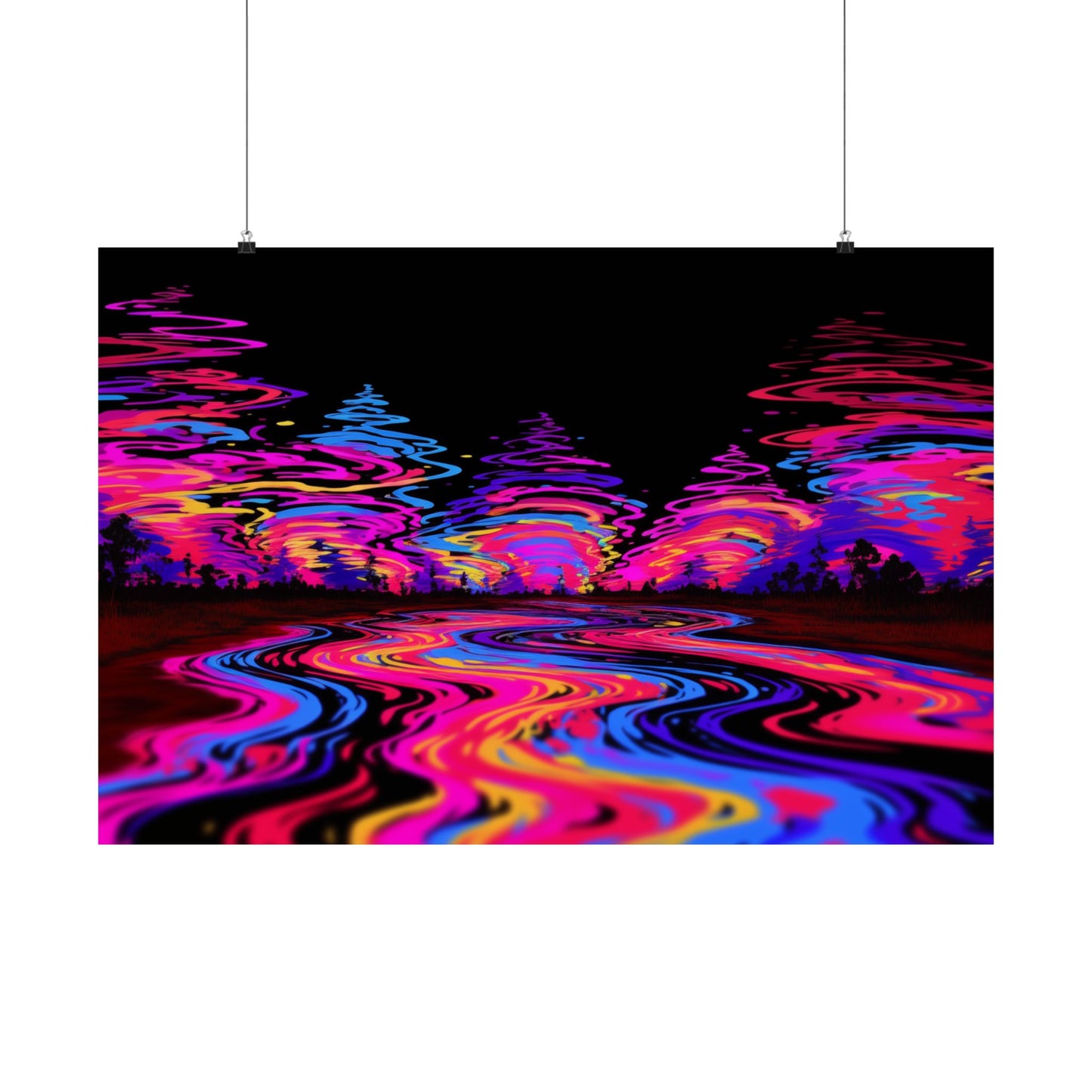Trippy River Night Poster
