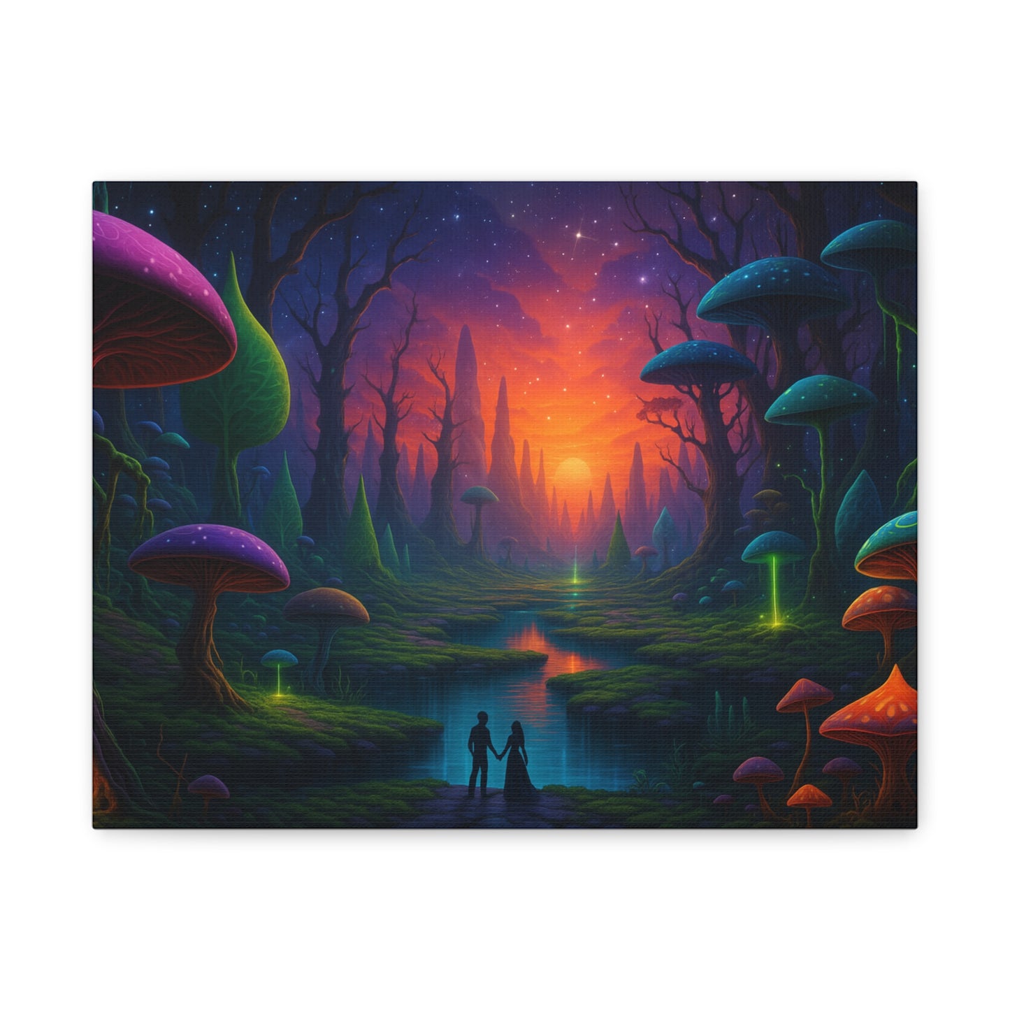 Lovers in the Mushroom Realm Canvas Art