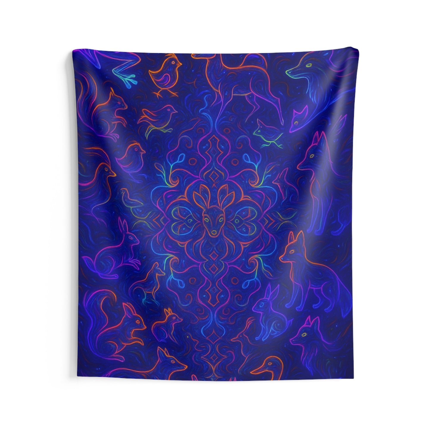Neon Forest Spirit Animal Wall Tapestry
