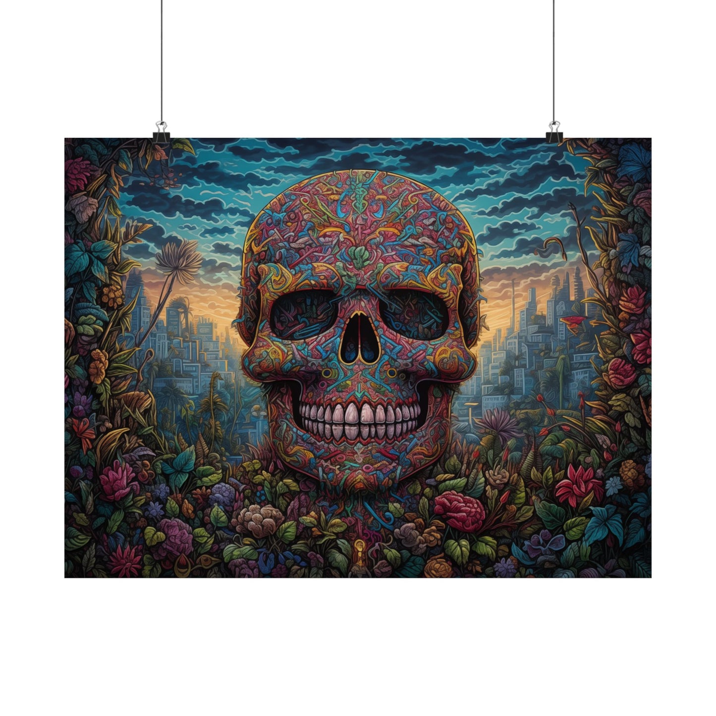 Floral Skull Awakening - Psychedelic Art Poster