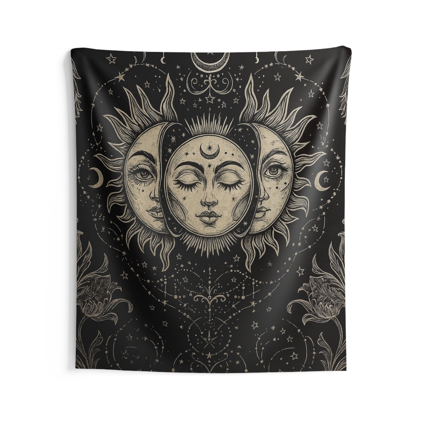 Moon Faces of the Infinite Sun Wall Tapestry