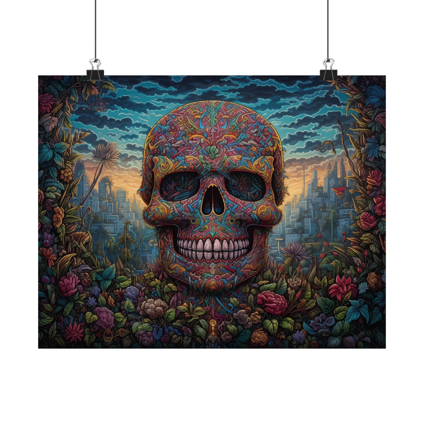 Floral Skull Awakening - Psychedelic Art Poster