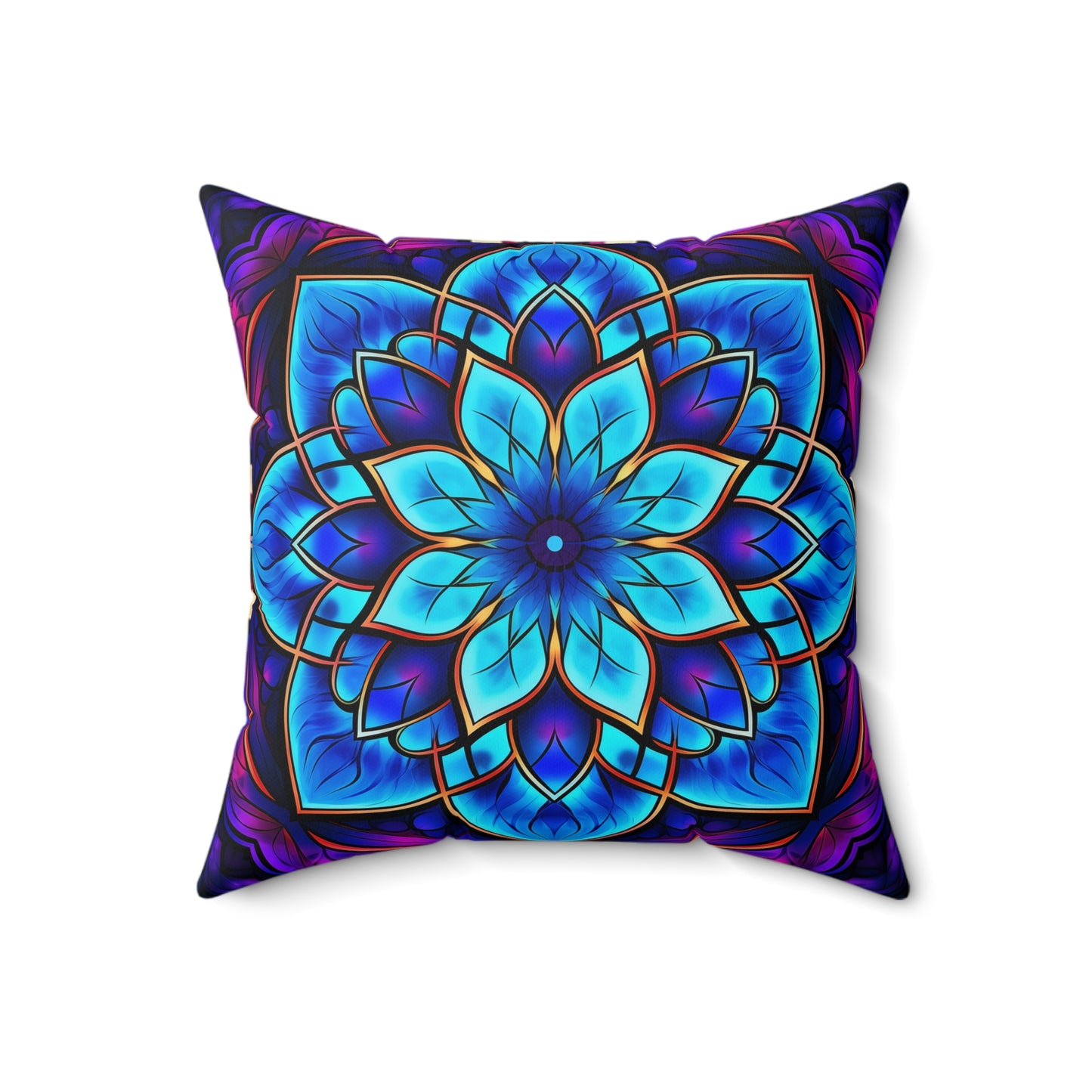Blue Mandala Flower Psychedelic Pillow Design