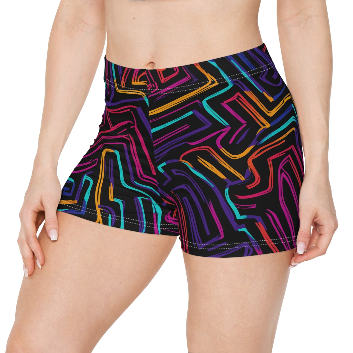 Psychedelic Maze High-Waisted Shorts