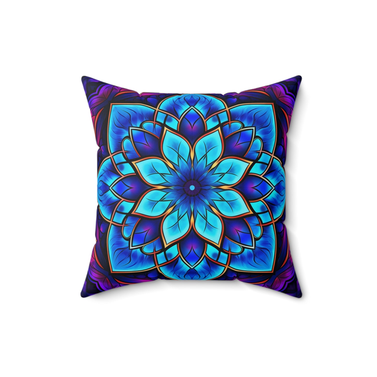 Blue Mandala Flower Psychedelic Pillow Design
