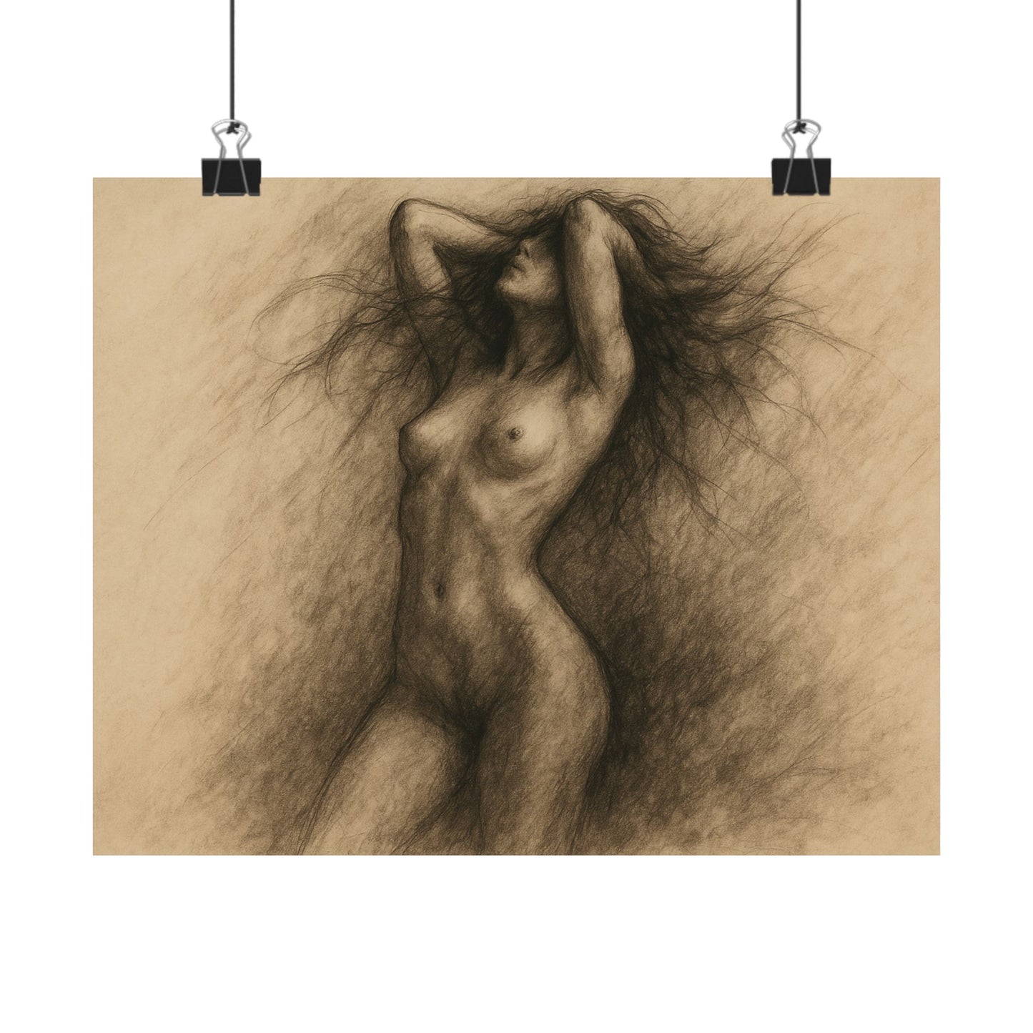 Whispers of Form – Nude Charcoal Art Poster