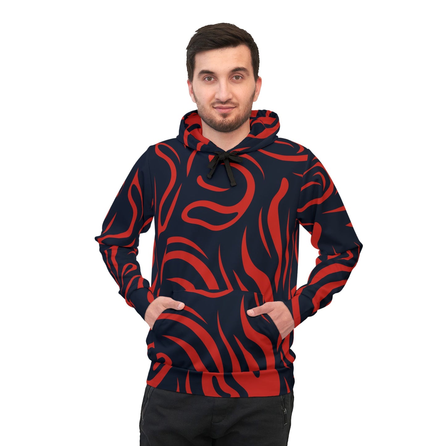 Red and Navy Trippy Abstract Hoodie