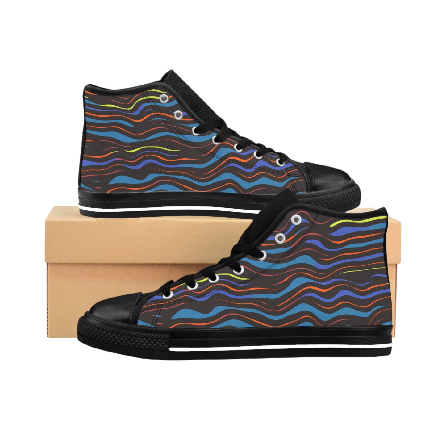 Colorful Trippy Wave High-Top Sneakers