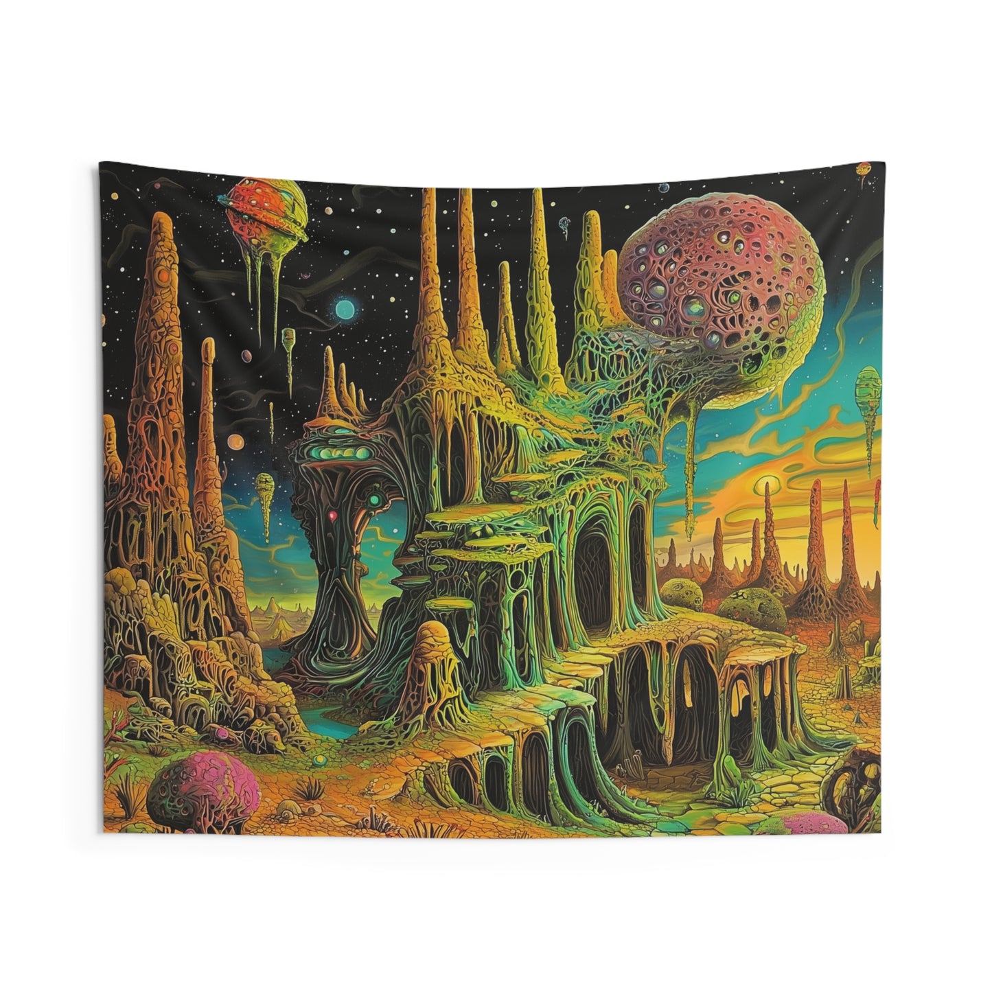 Surreal Alien Landscape Psychedelic Tapestry