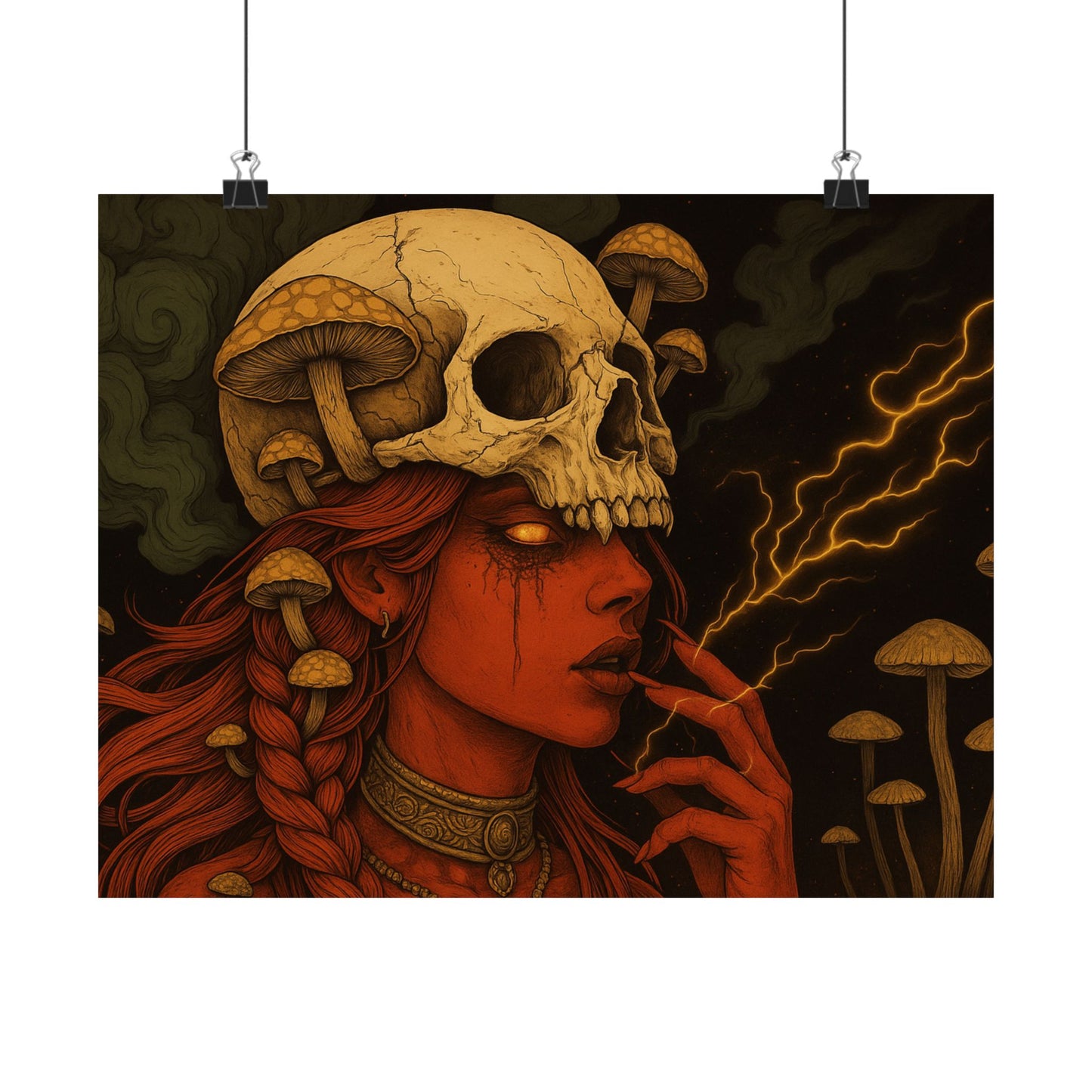 Mushroom Sorceress Skull Poster