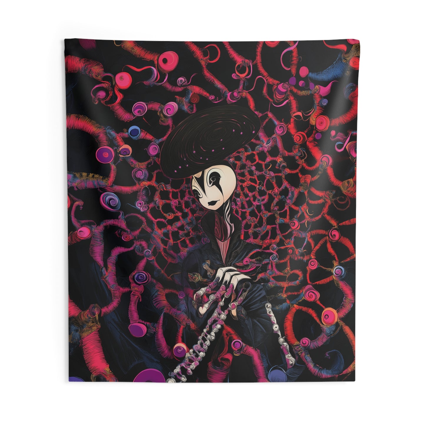 Dark Trippy Web Tapestry