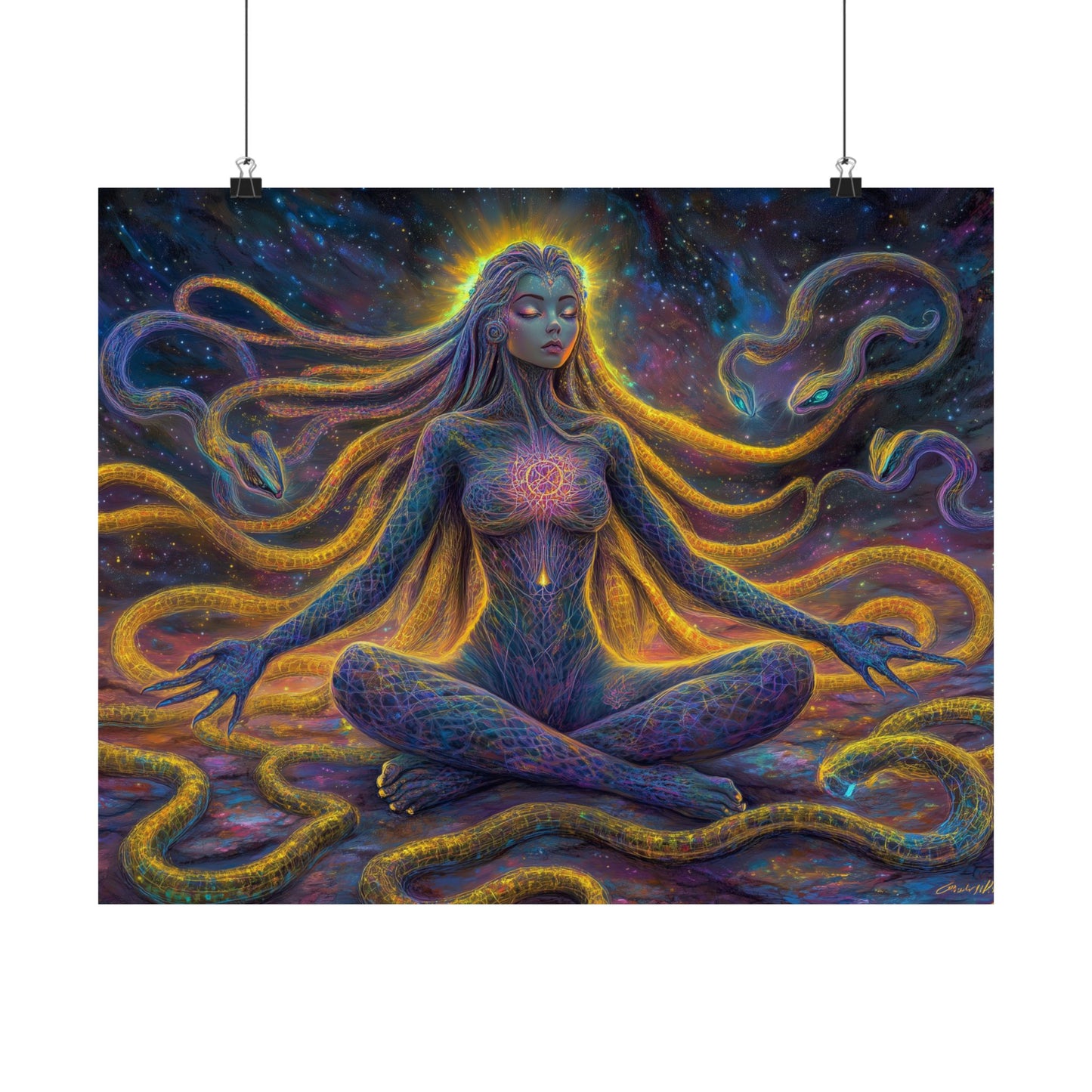 Celestial Serpent Goddess Psychedelic Poster