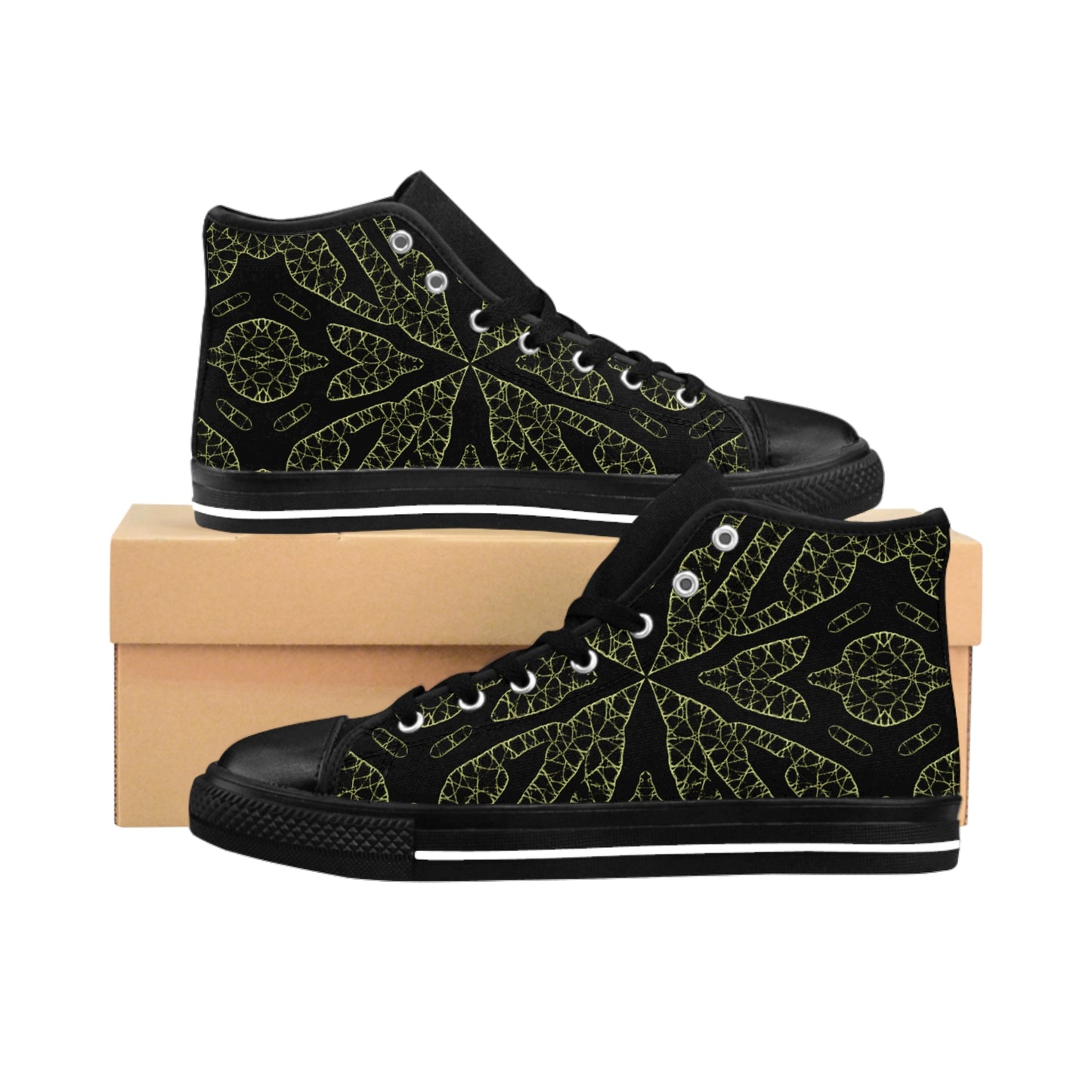 Psychedelic Web Geometric High-Top Sneakers