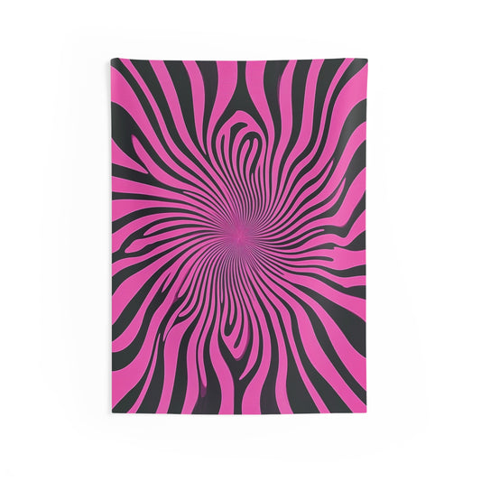 Hypnotic Pink Spiral Tapestry