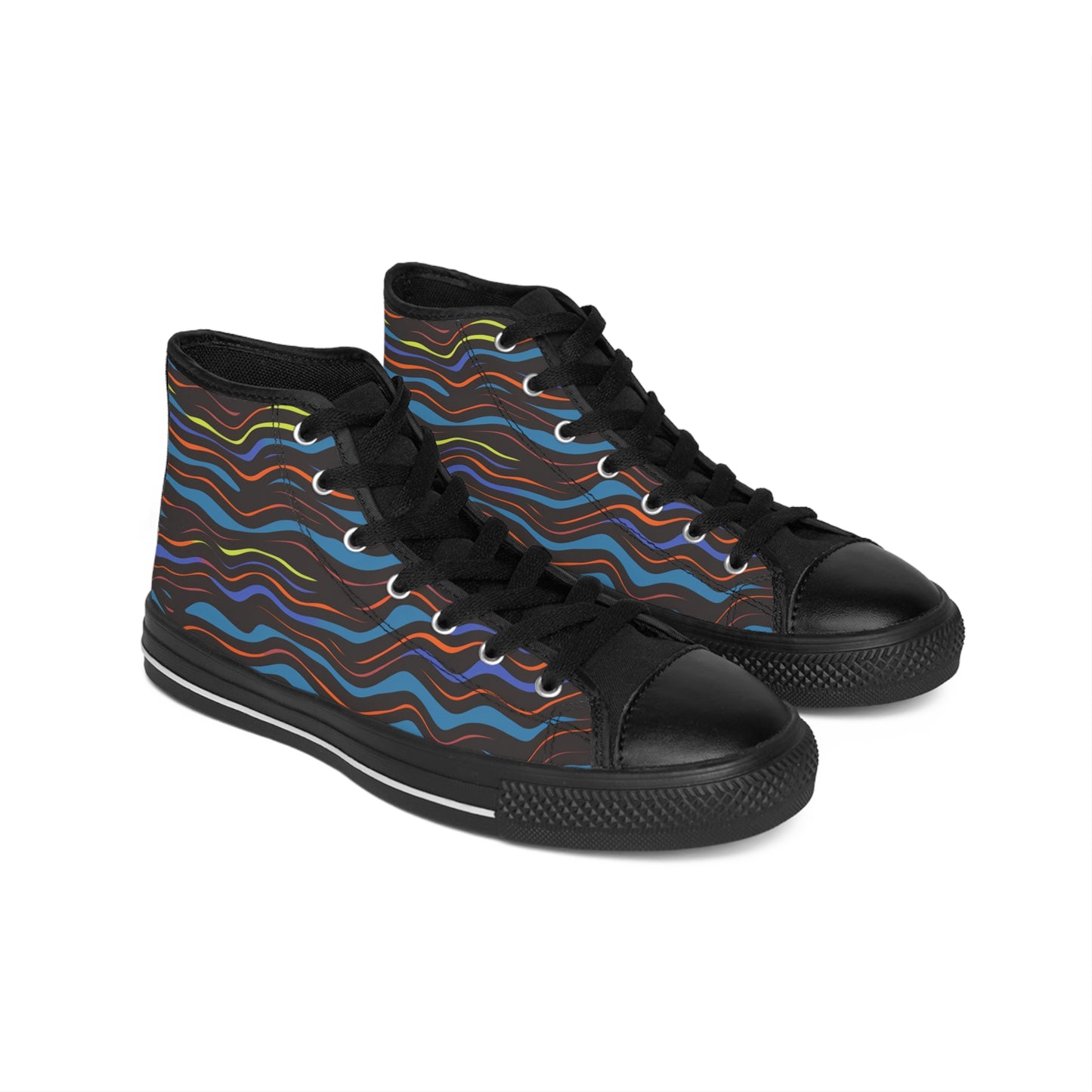 Colorful Trippy Wave High-Top Sneakers