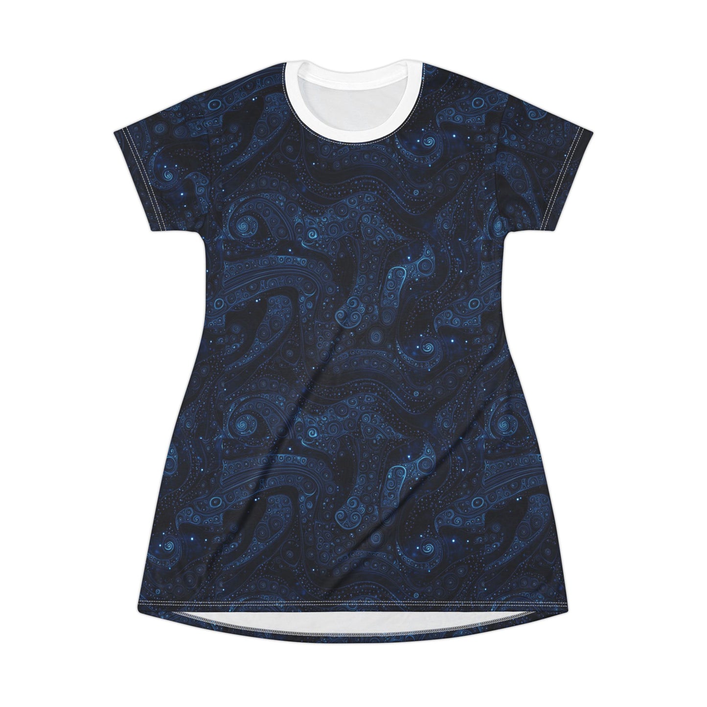 Midnight Swirl Trippy T-Shirt Dress