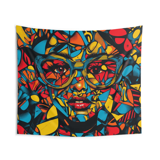 Abstract Face Tapestry Art