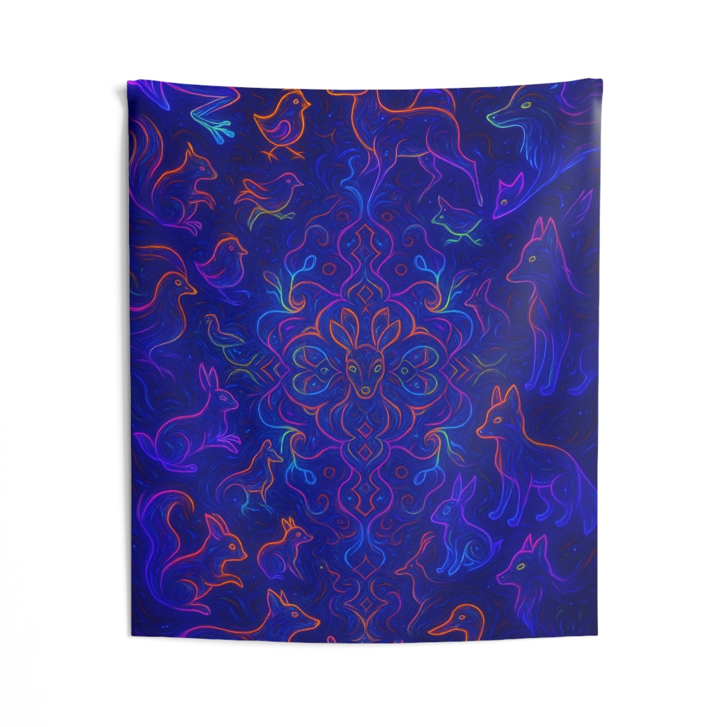 Neon Forest Spirit Animal Wall Tapestry