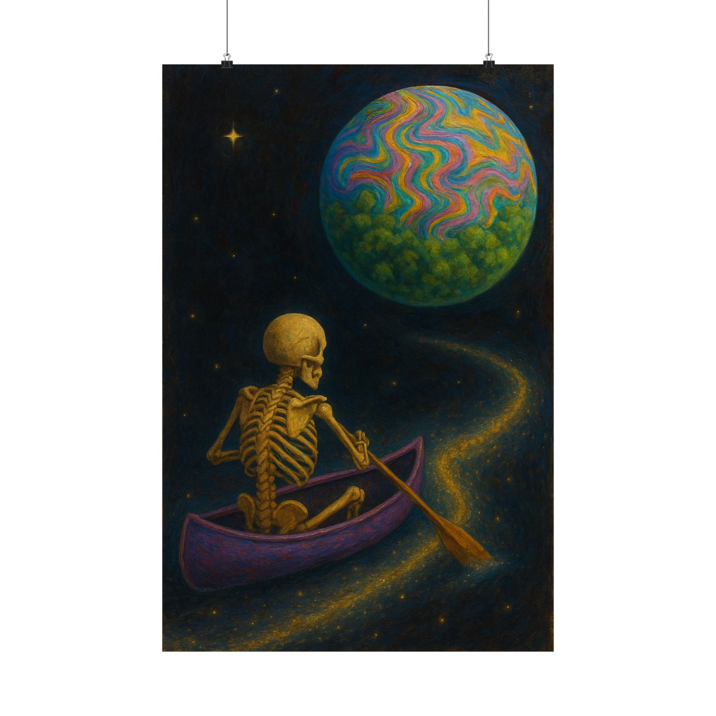 Skeleton Sailing the Psychedelic Cosmos