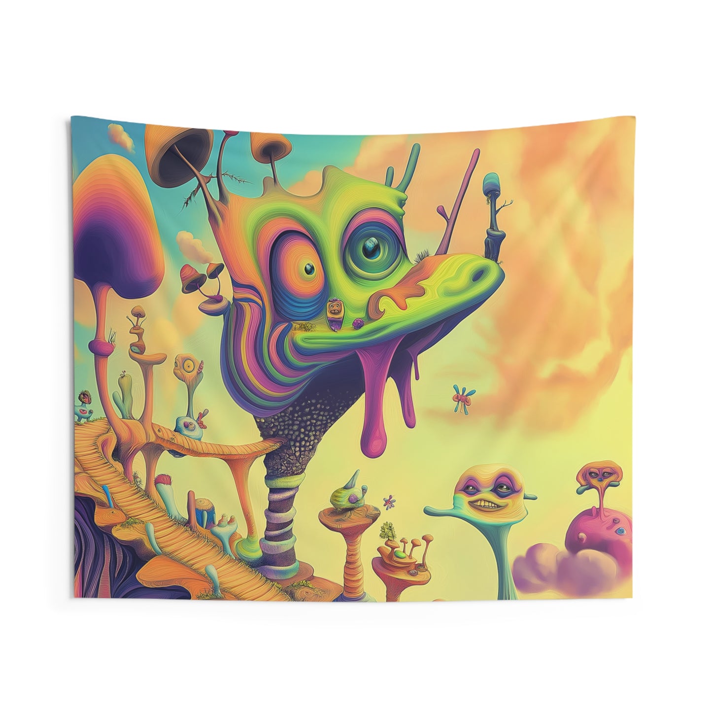 Surreal Mushroom Wonderland Tapestry