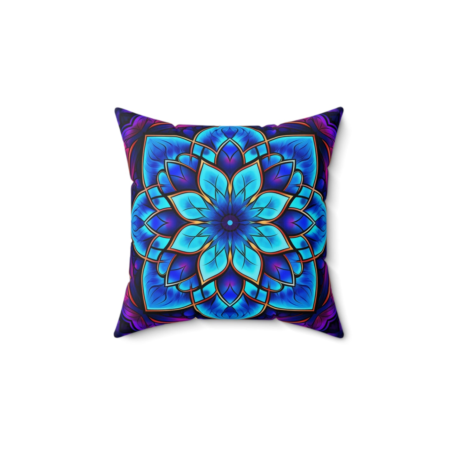 Blue Mandala Flower Psychedelic Pillow Design