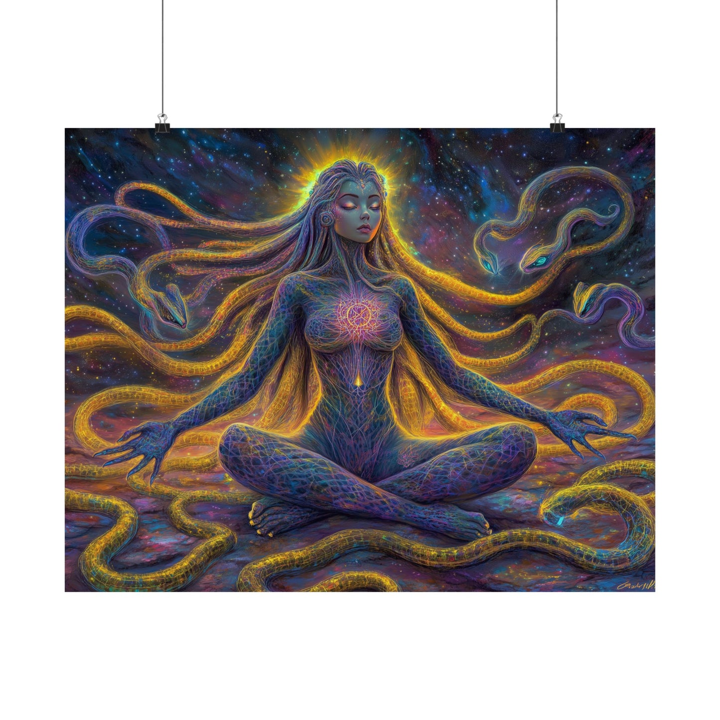 Celestial Serpent Goddess Psychedelic Poster