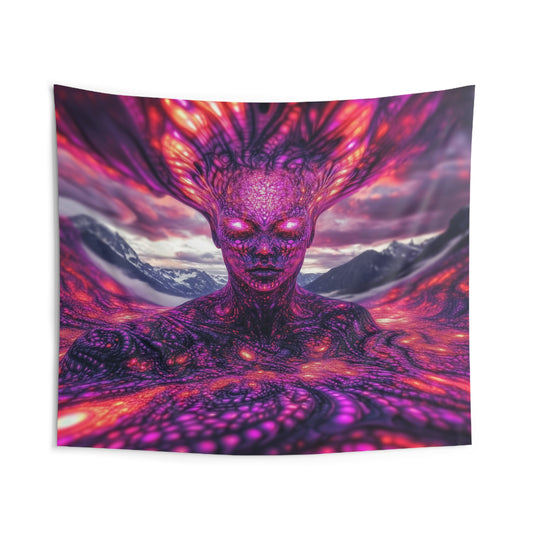 Psychedelic  Cosmic Flame Tapestry