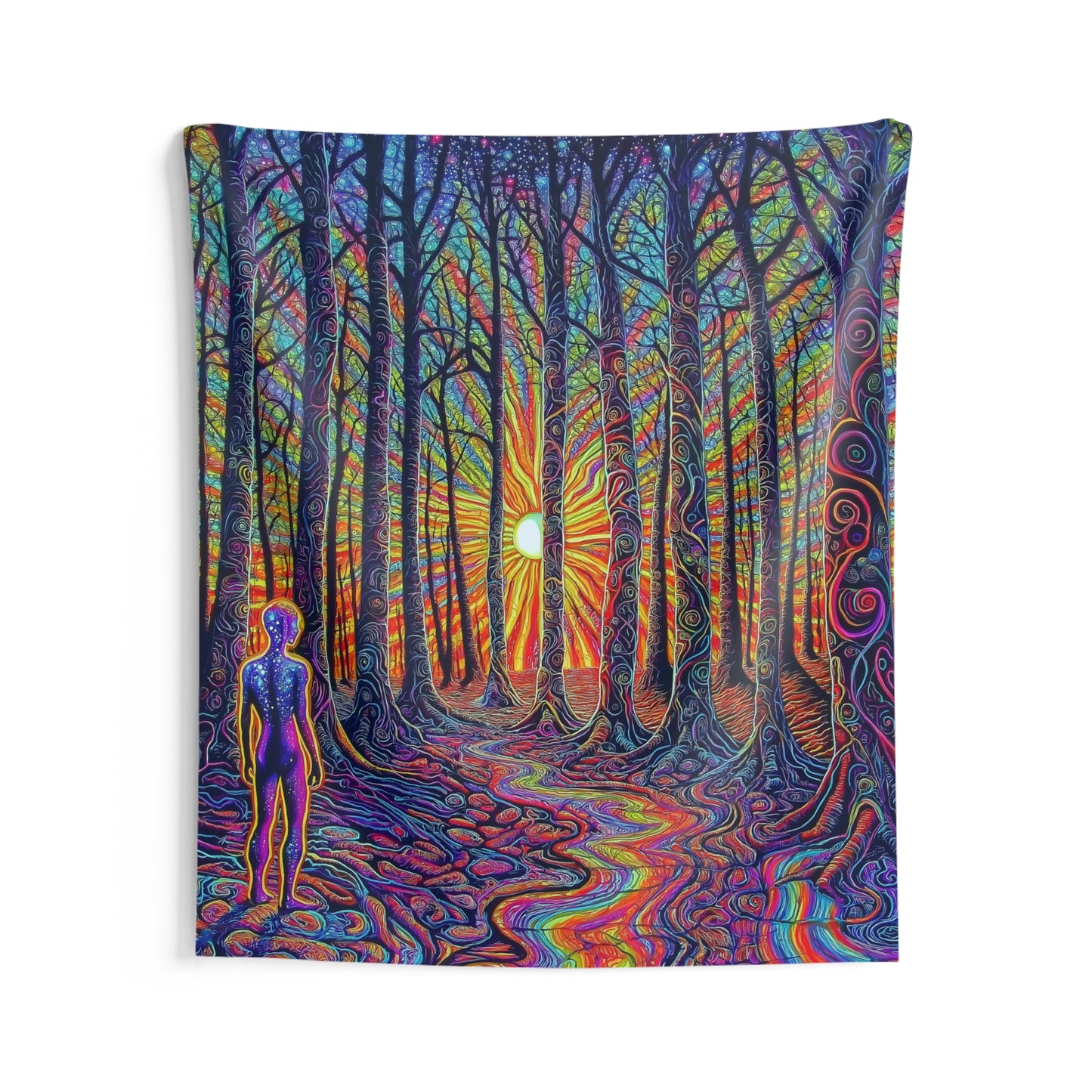 Psychedelic Forest Awakening Tapestry