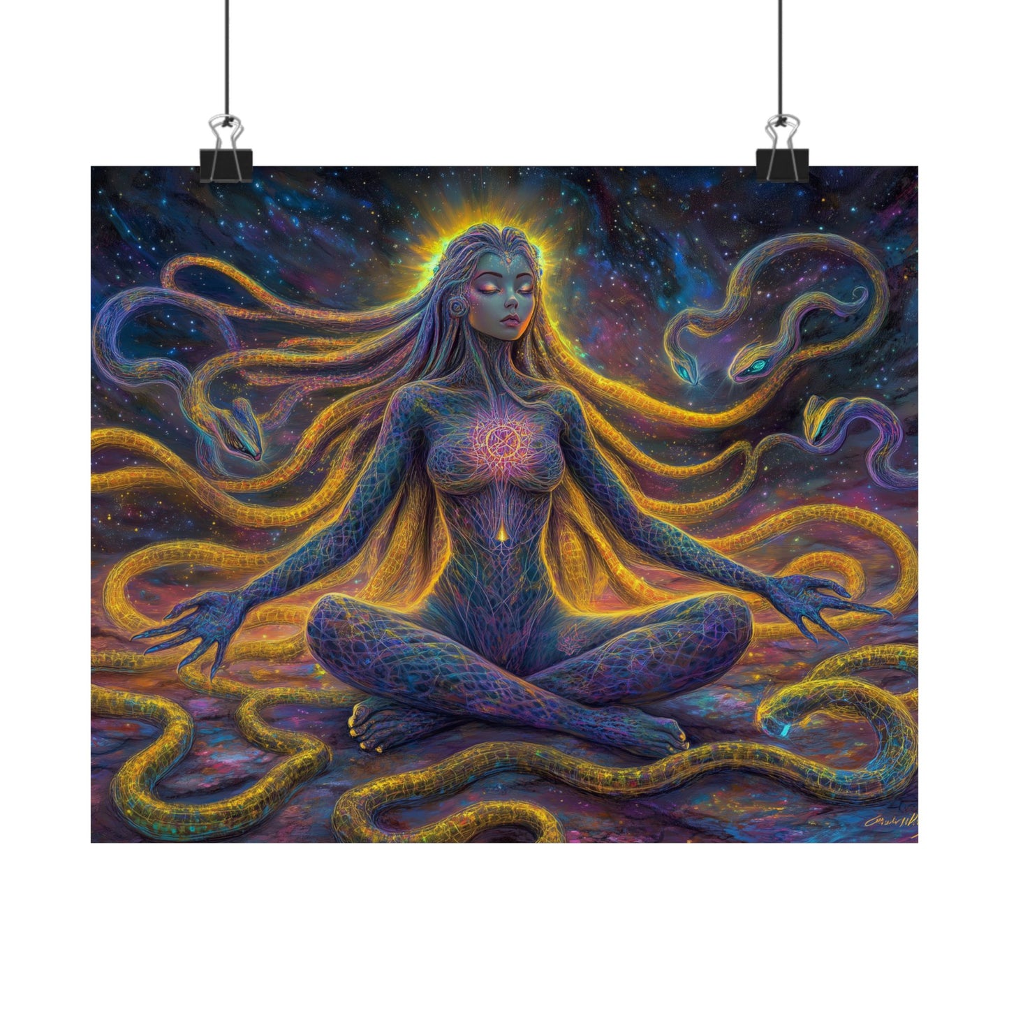 Celestial Serpent Goddess Psychedelic Poster