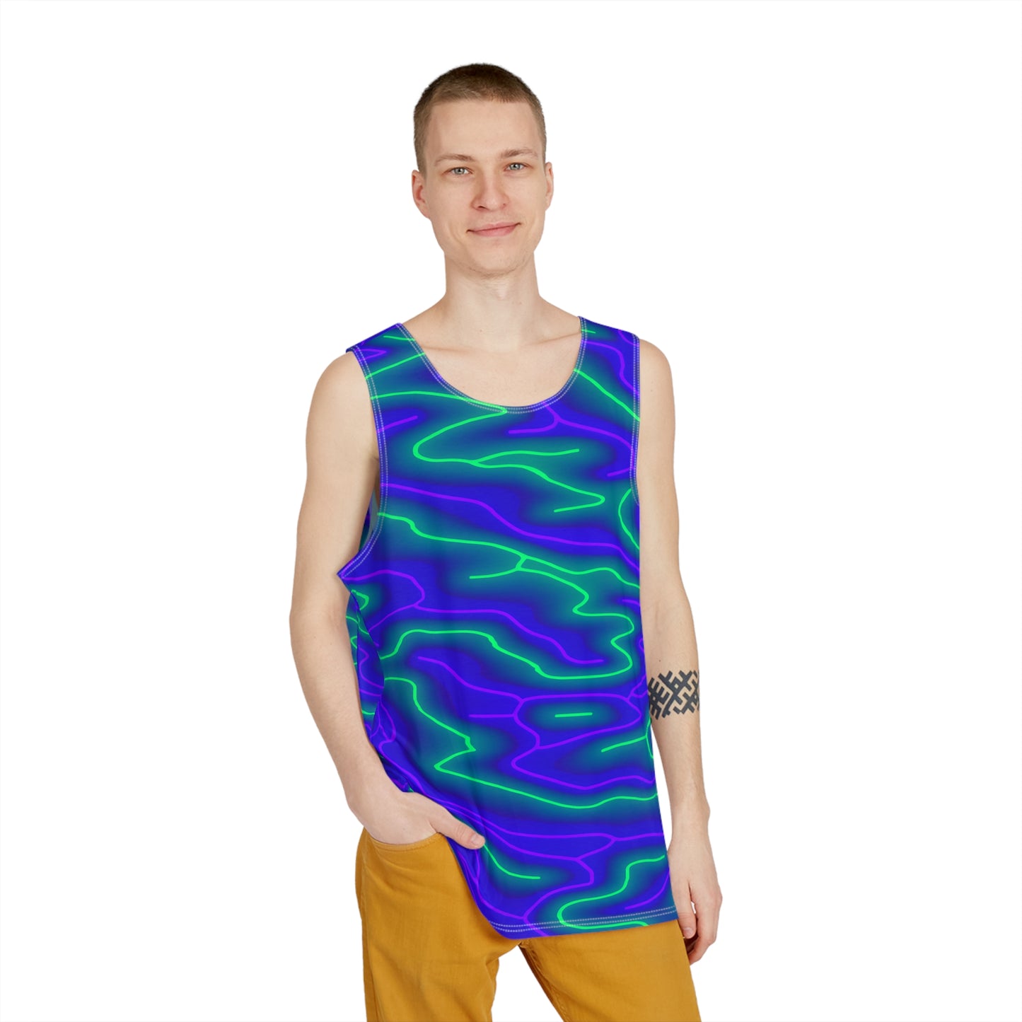 Trippy Neon Wave Tank Top