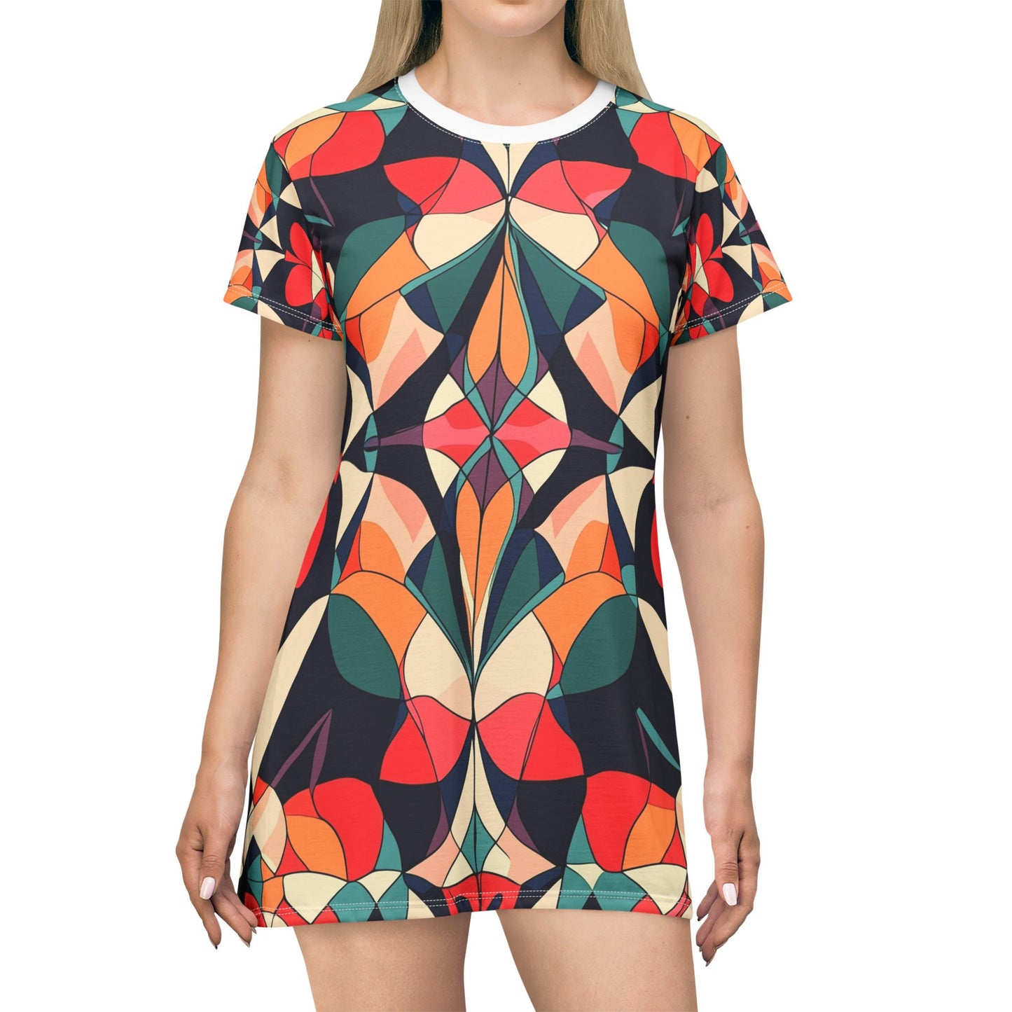 Retro Geometric T-Shirt Dress