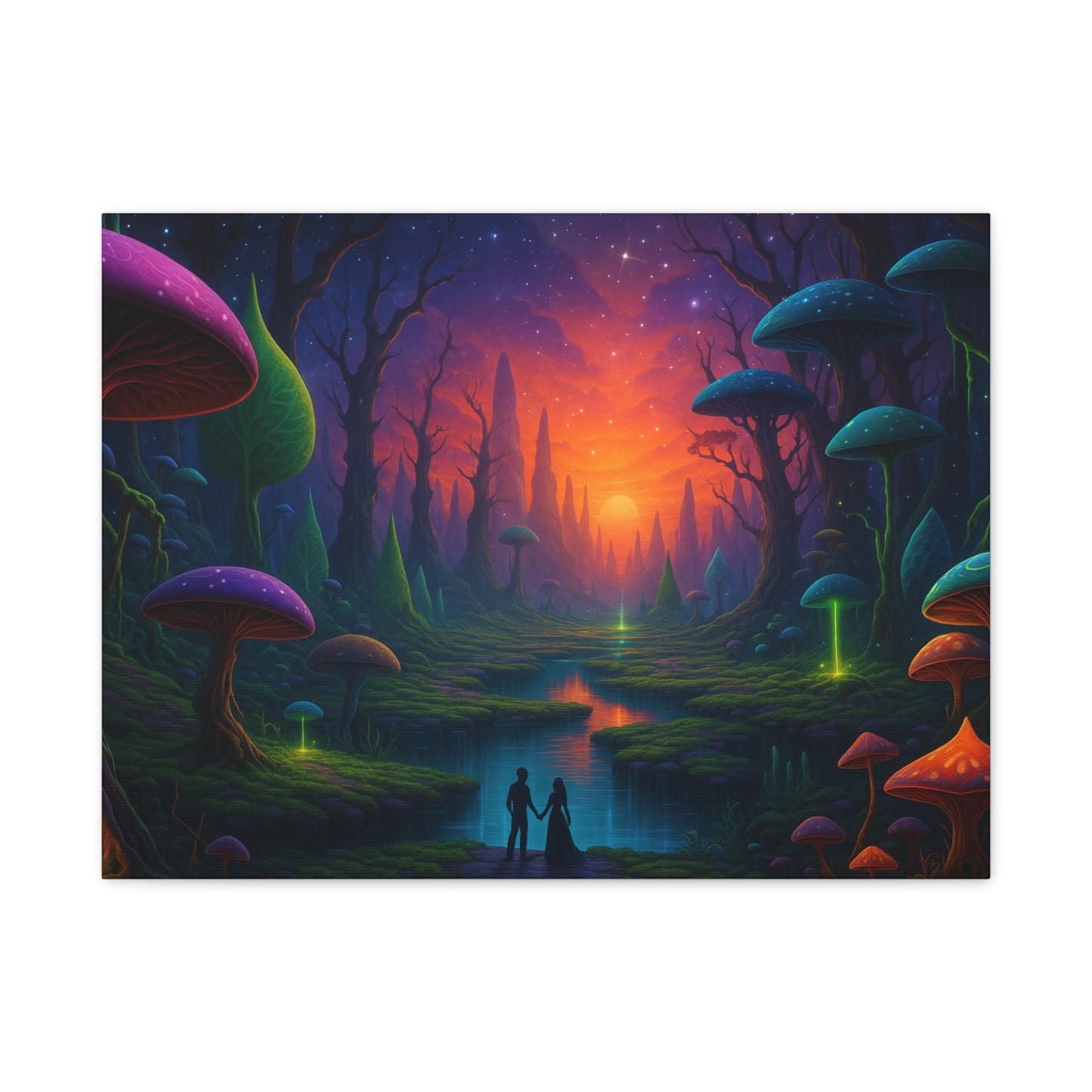 Lovers in the Mushroom Realm Canvas Art