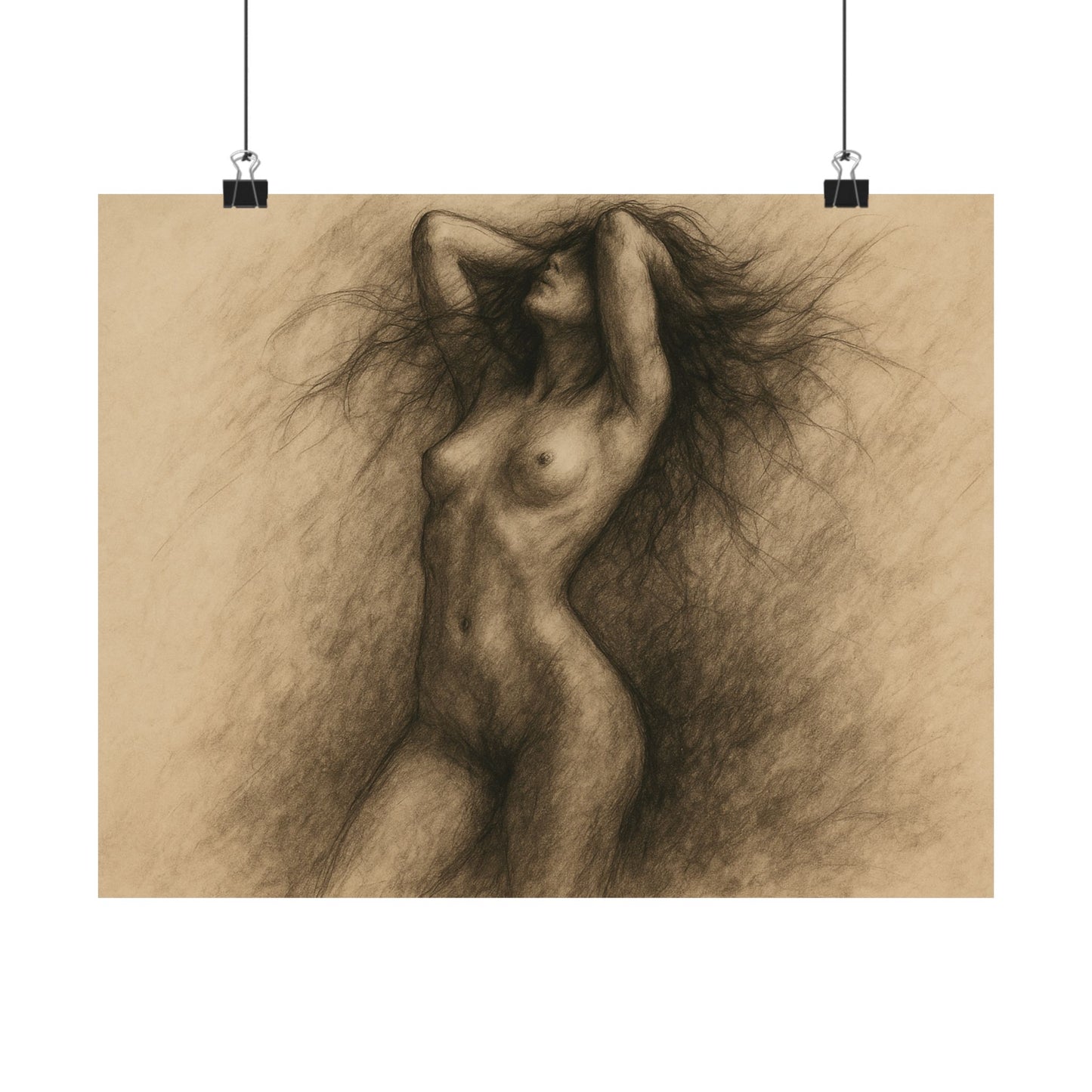 Whispers of Form – Nude Charcoal Art Poster